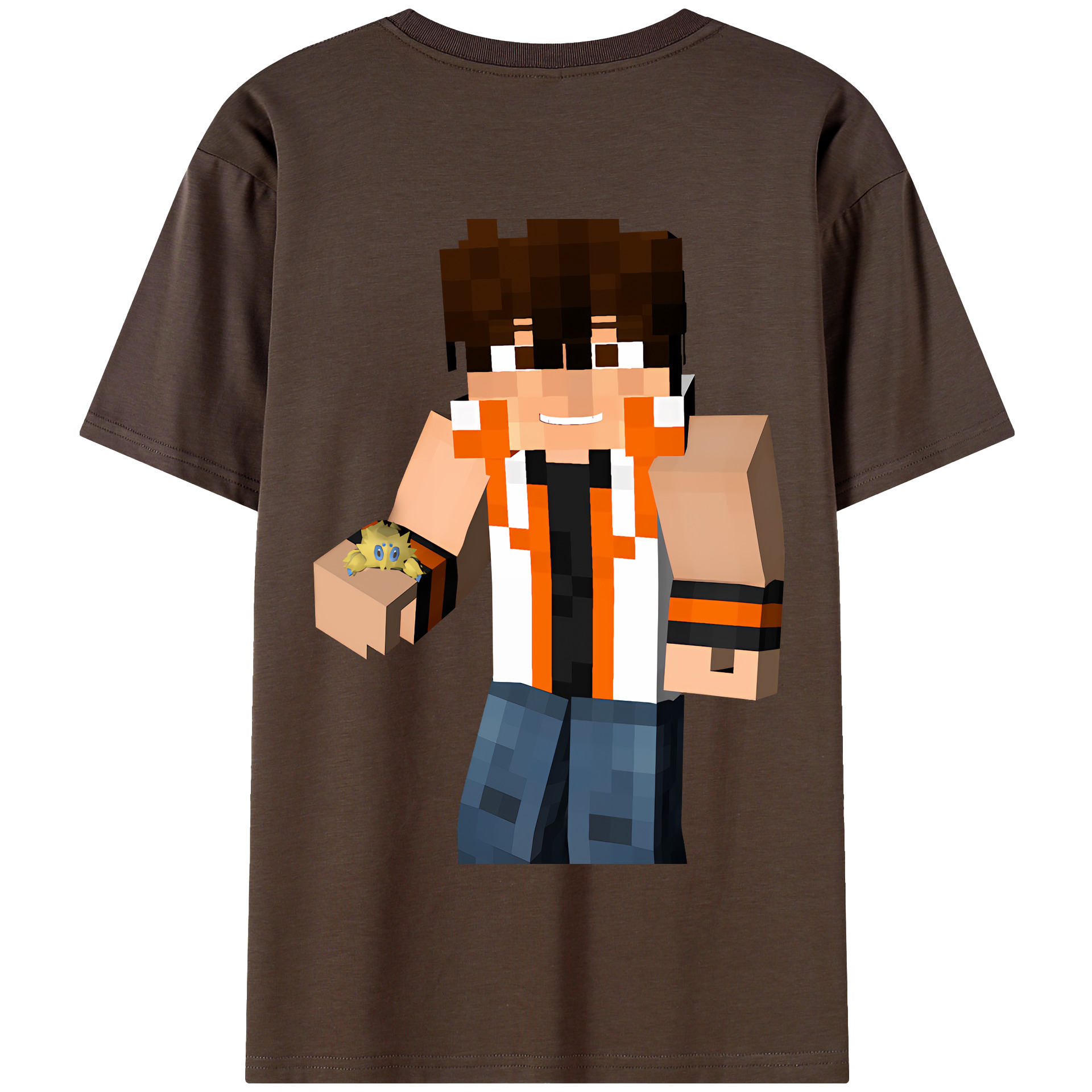 （画像用） マインクラフト ブロックの世界 Minecraft MC Block world 綿100％半袖Tシャツ（背面プリント）