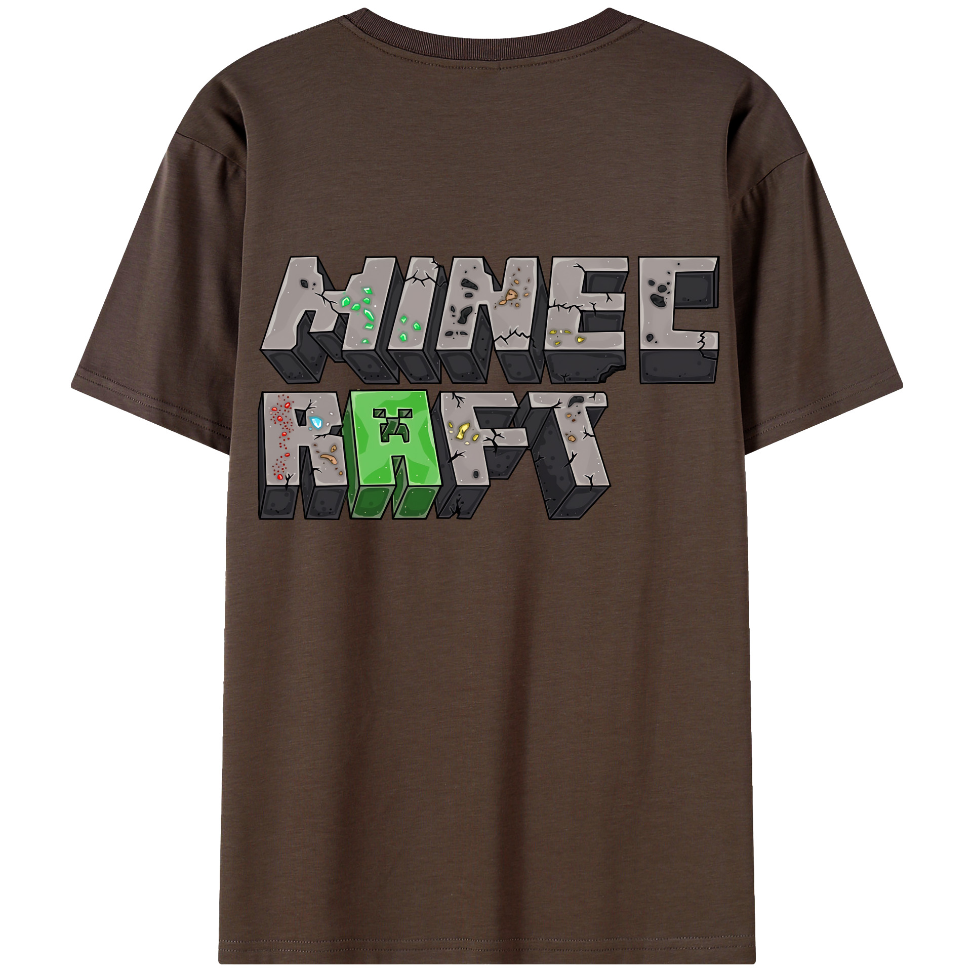 （画像用） マインクラフト ブロックの世界 Minecraft MC Block world 綿100％半袖Tシャツ（背面プリント）