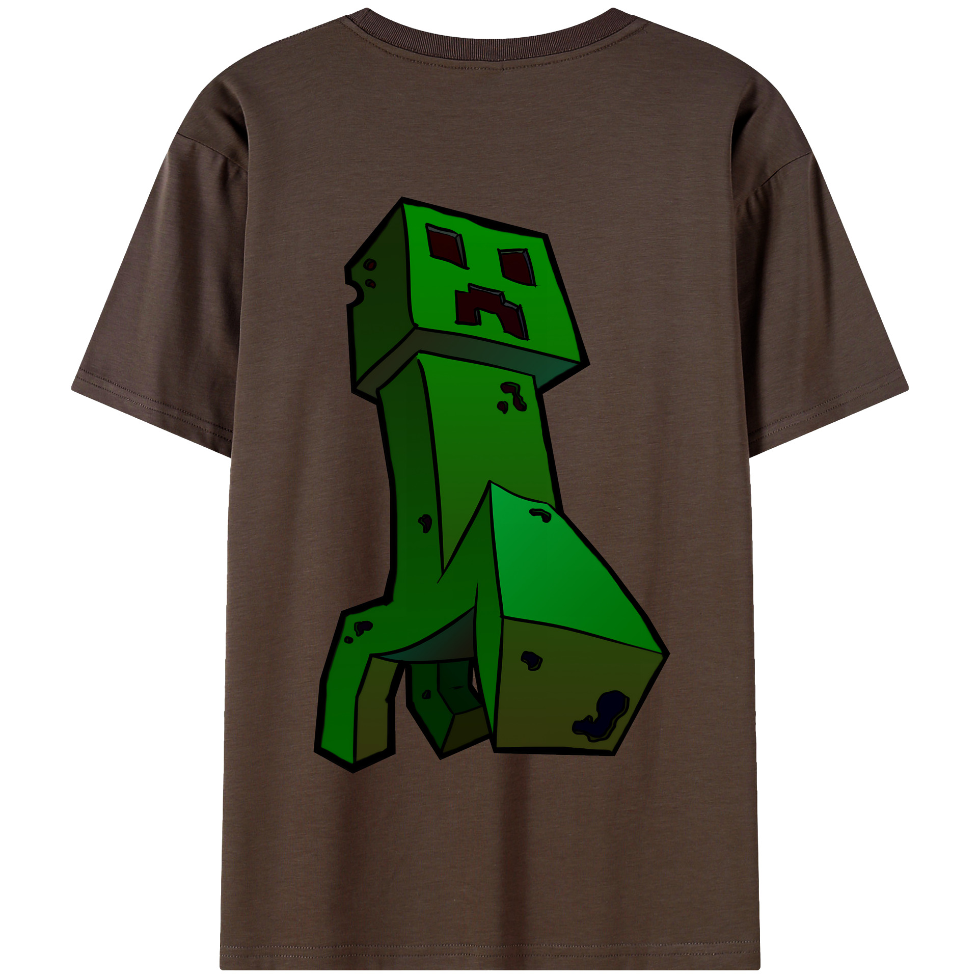 （画像用） マインクラフト ブロックの世界 Minecraft MC Block world 綿100％半袖Tシャツ（背面プリント）