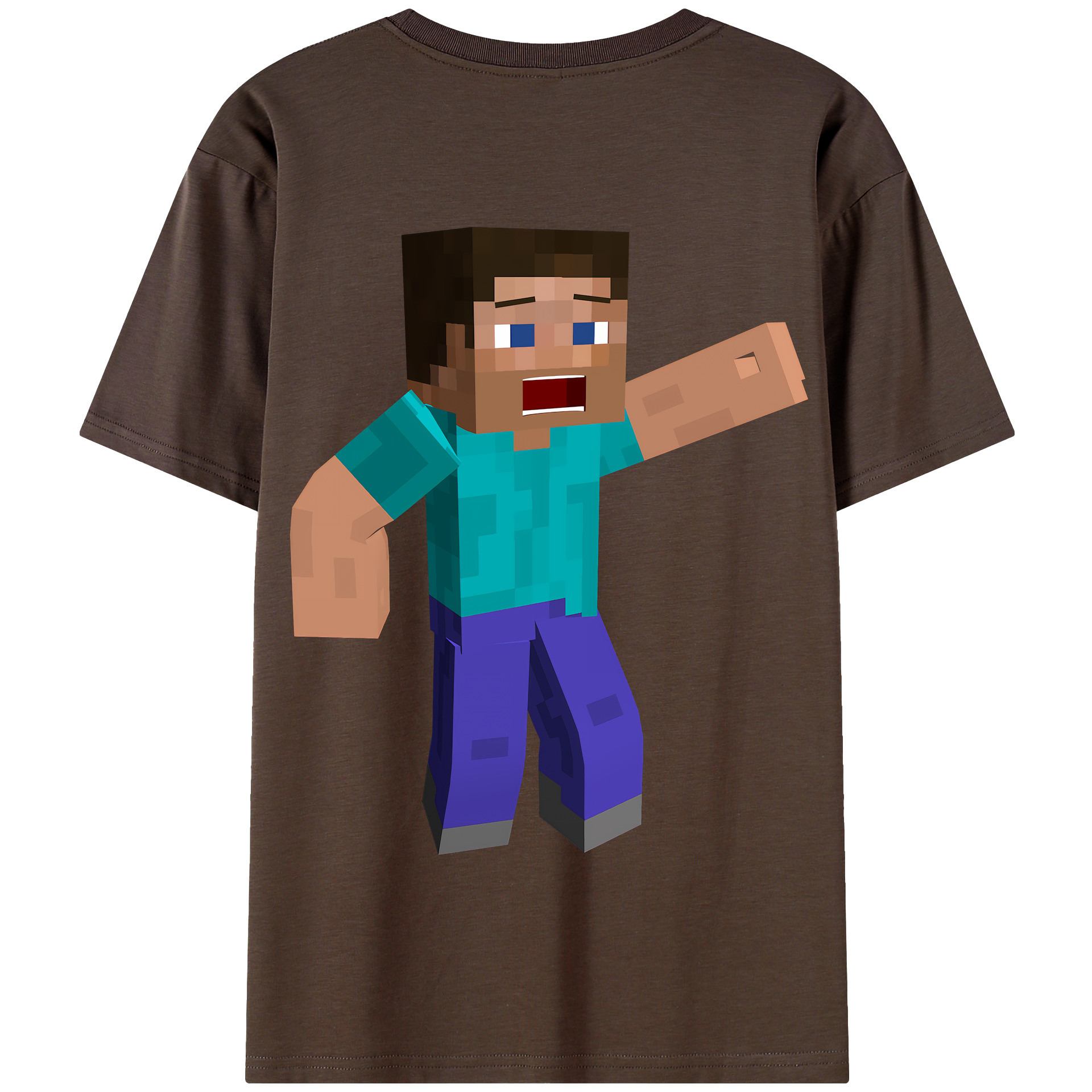 （画像用） マインクラフト ブロックの世界 Minecraft MC Block world 綿100％半袖Tシャツ（背面プリント）