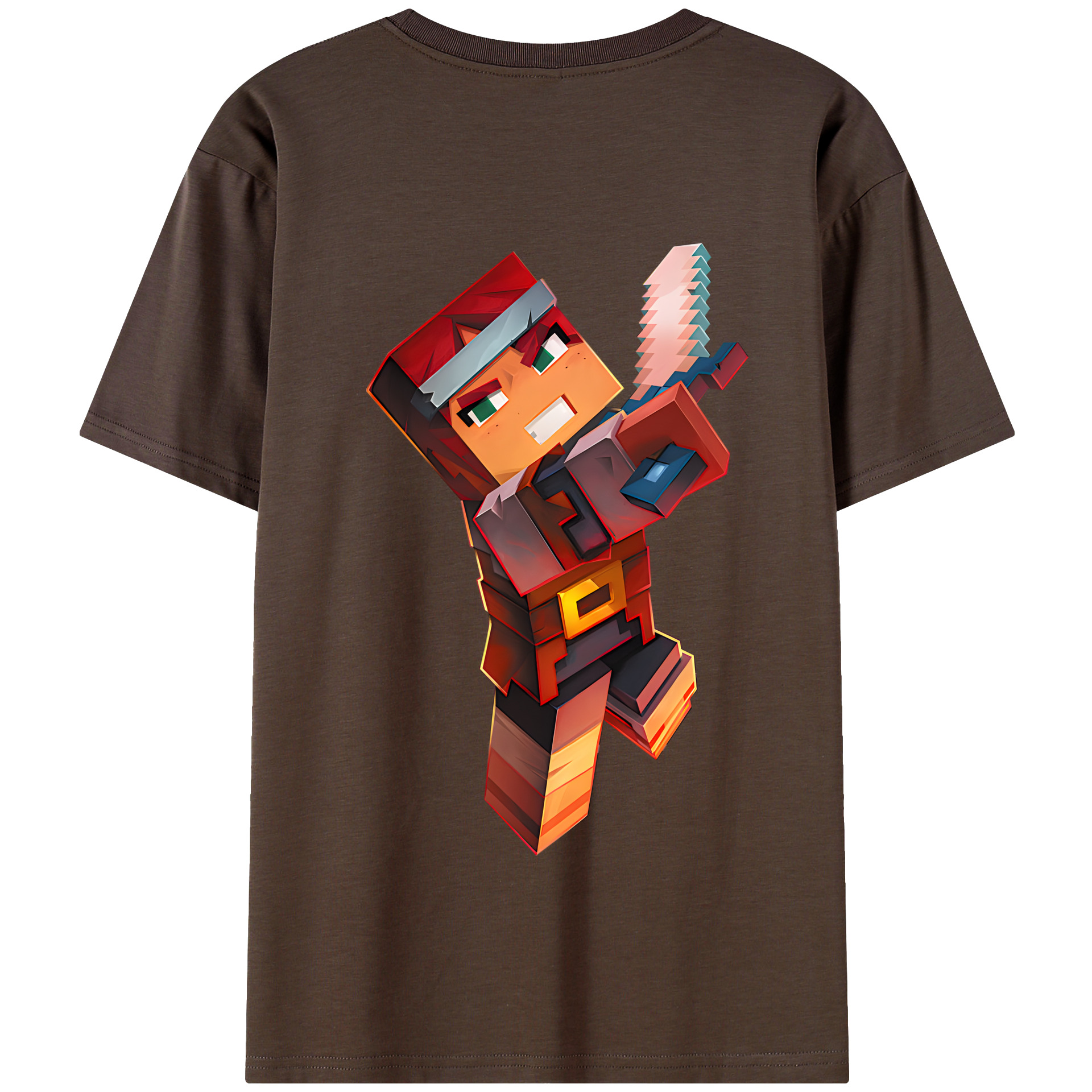 （画像用） マインクラフト ブロックの世界 Minecraft MC Block world 綿100％半袖Tシャツ（背面プリント）