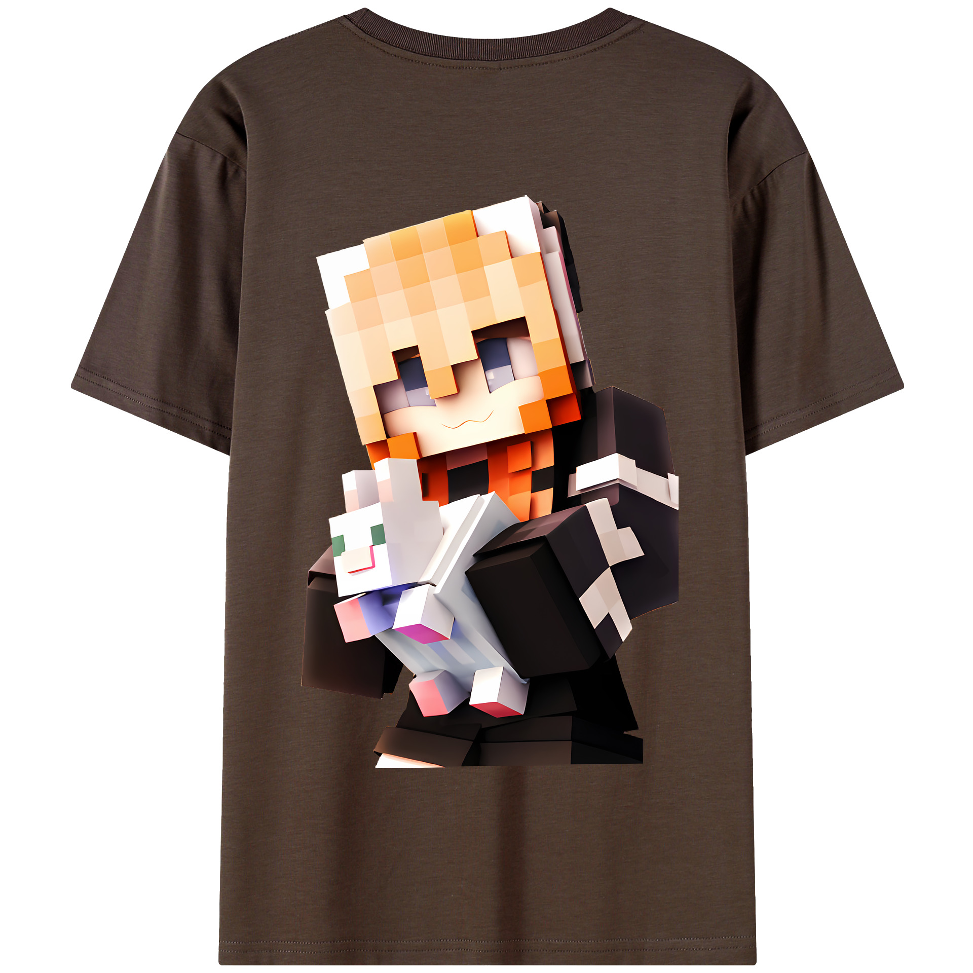（画像用） マインクラフト ブロックの世界 Minecraft MC Block world 綿100％半袖Tシャツ（背面プリント）