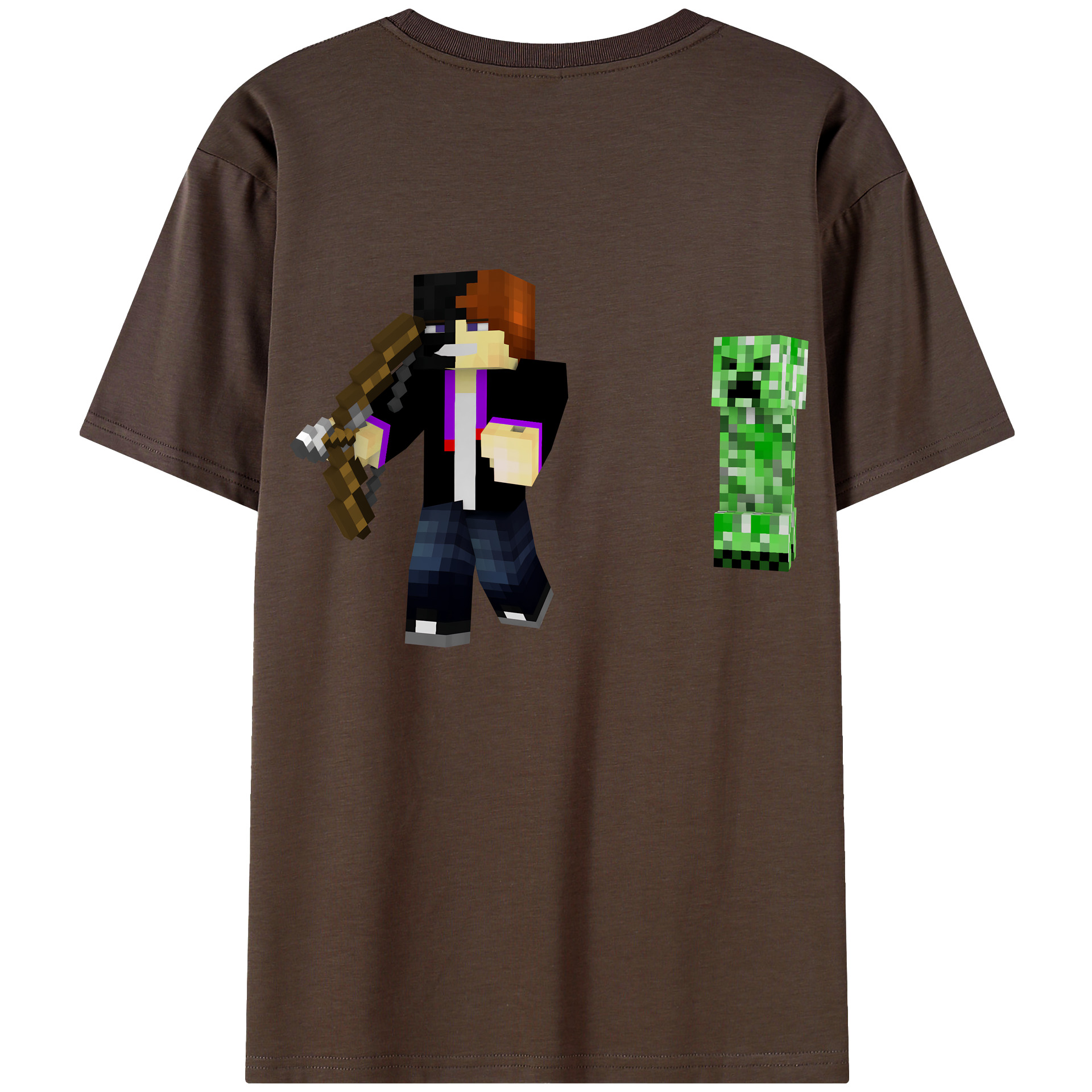 （画像用） マインクラフト ブロックの世界 Minecraft MC Block world 綿100％半袖Tシャツ（背面プリント）