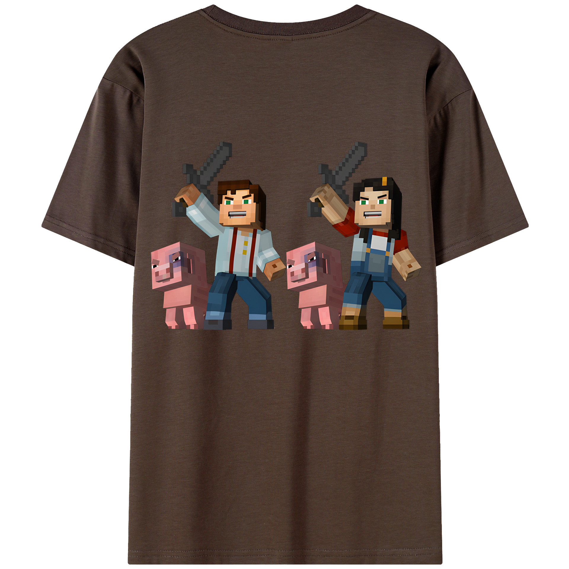 （画像用） マインクラフト ブロックの世界 Minecraft MC Block world 綿100％半袖Tシャツ（背面プリント）