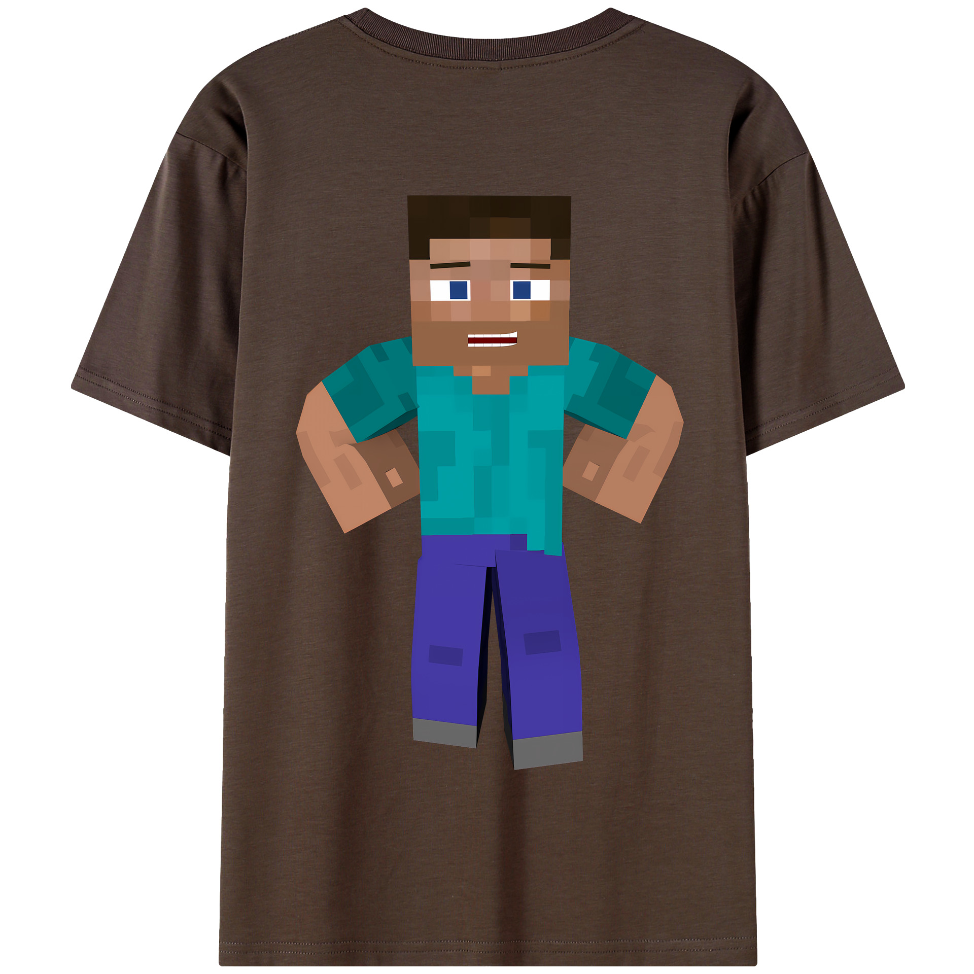 （画像用） マインクラフト ブロックの世界 Minecraft MC Block world 綿100％半袖Tシャツ（背面プリント）