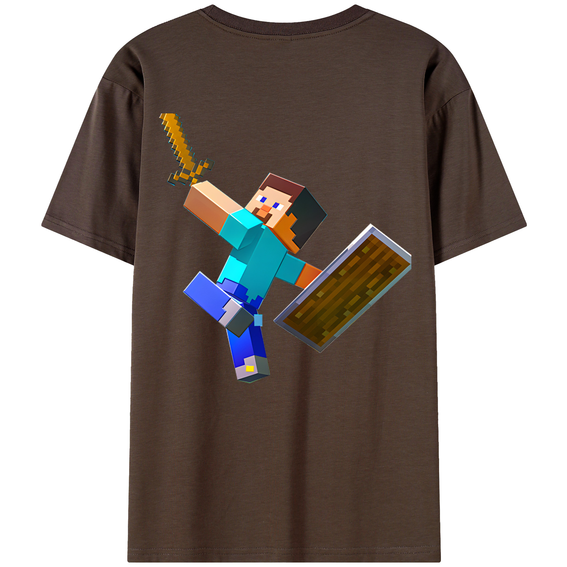 （画像用） マインクラフト ブロックの世界 Minecraft MC Block world 綿100％半袖Tシャツ（背面プリント）