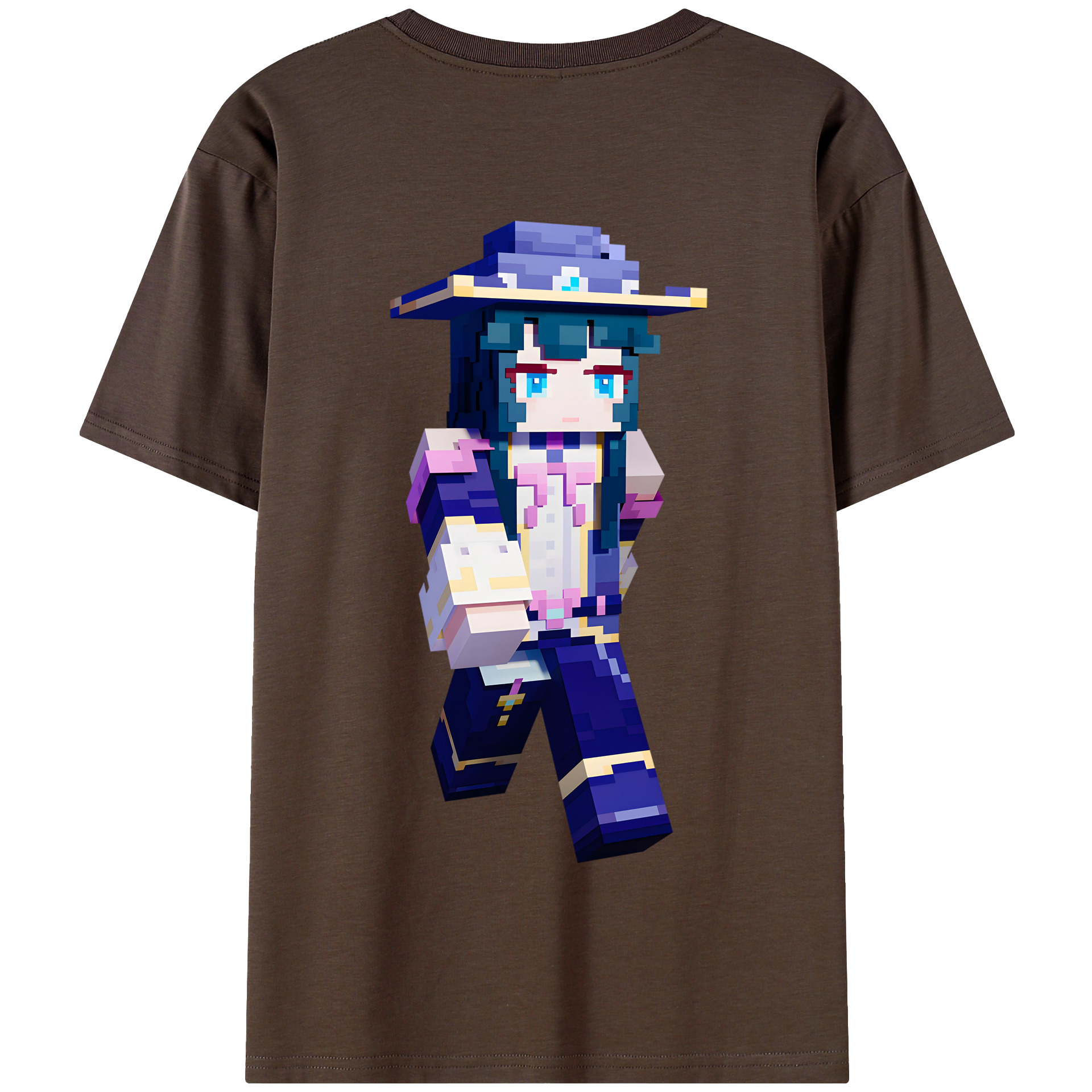 （画像用） マインクラフト ブロックの世界 Minecraft MC Block world 綿100％半袖Tシャツ（背面プリント）