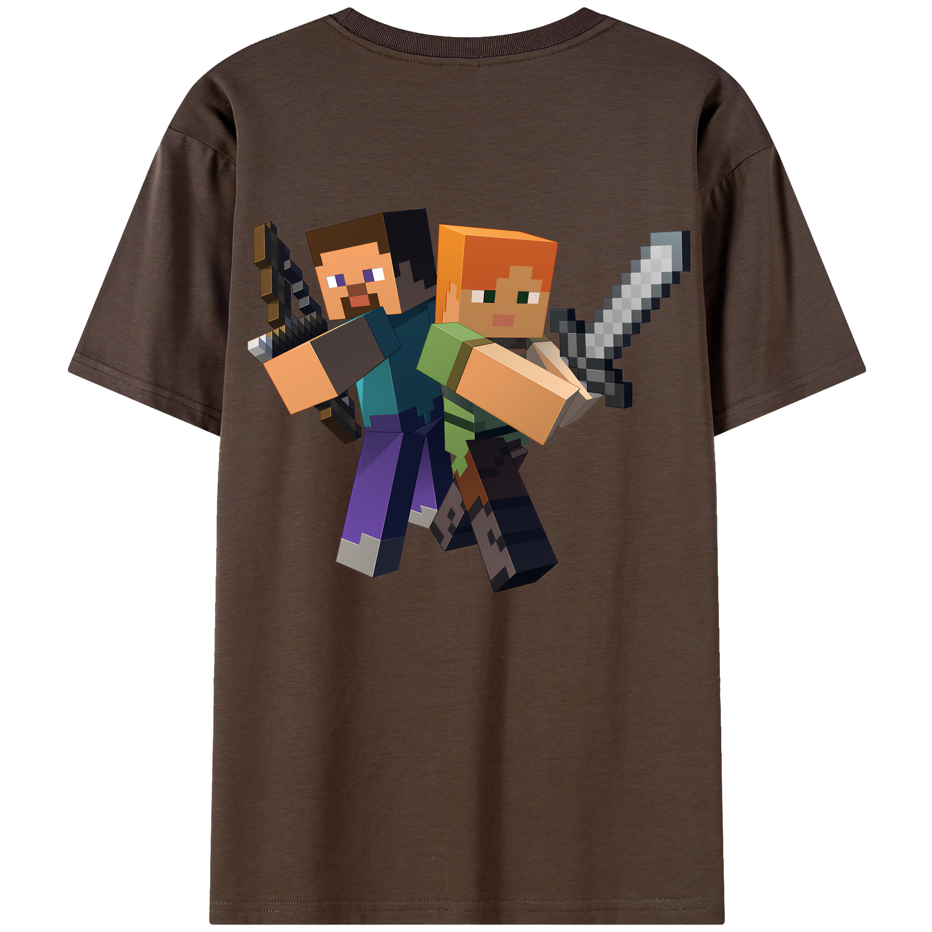 （画像用） マインクラフト ブロックの世界 Minecraft MC Block world 綿100％半袖Tシャツ（背面プリント）