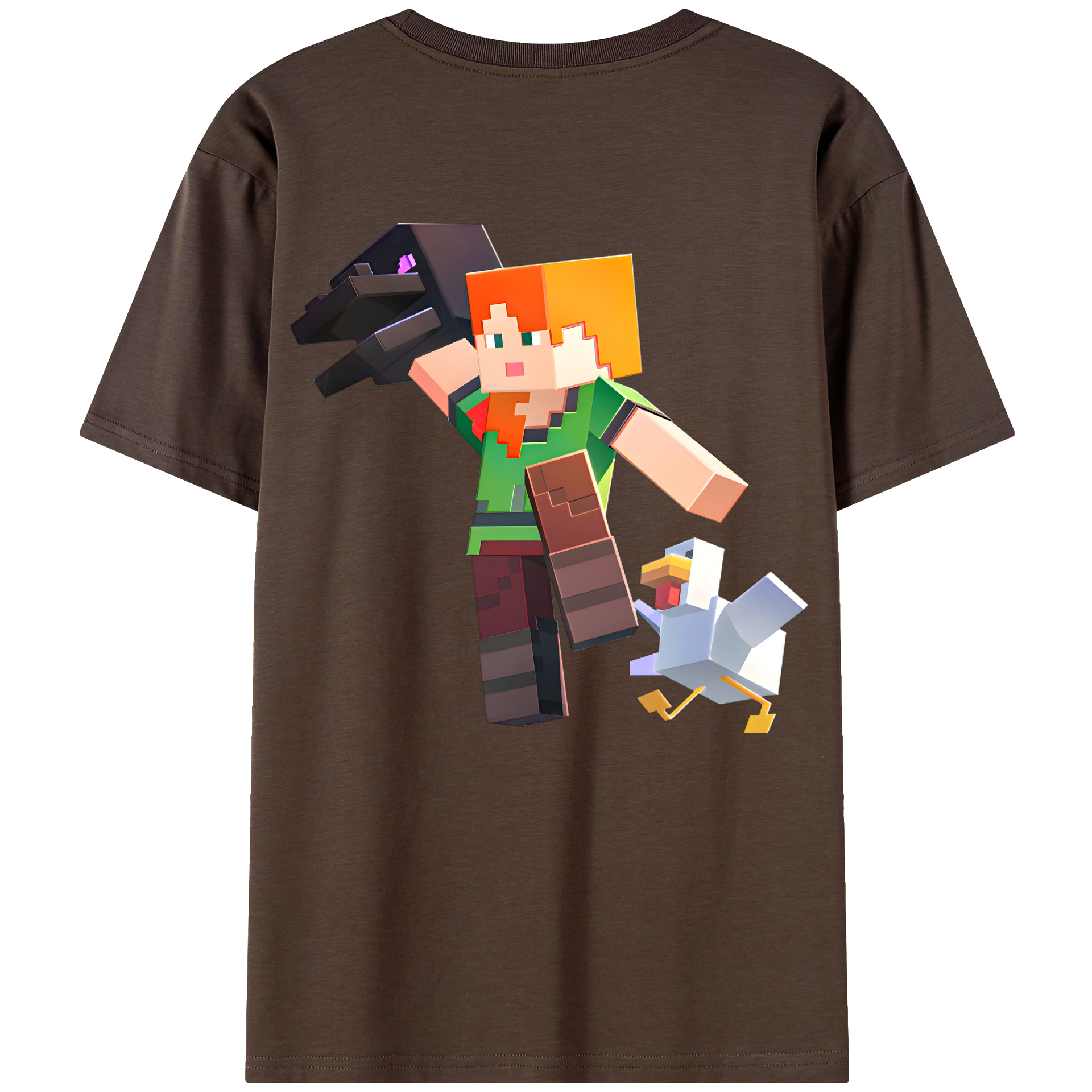 （画像用） マインクラフト ブロックの世界 Minecraft MC Block world 綿100％半袖Tシャツ（背面プリント）