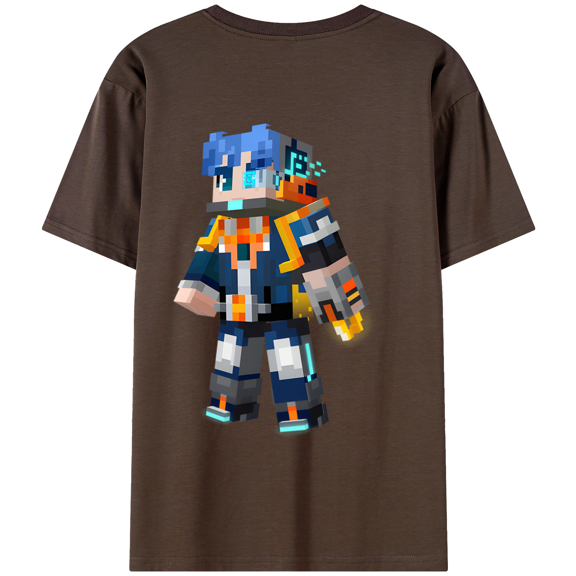 （画像用） マインクラフト ブロックの世界 Minecraft MC Block world 綿100％半袖Tシャツ（背面プリント）