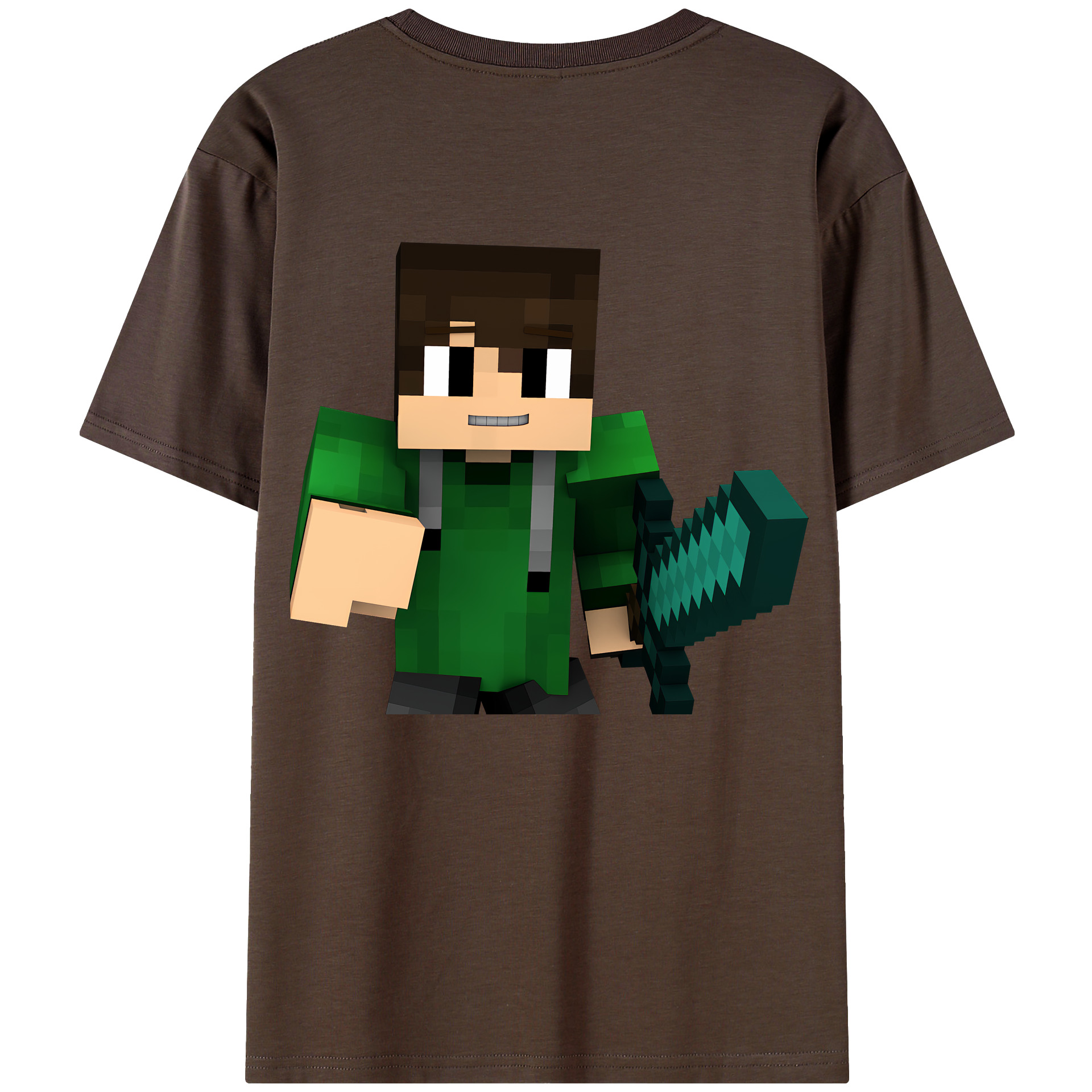 （画像用） マインクラフト ブロックの世界 Minecraft MC Block world 綿100％半袖Tシャツ（背面プリント）