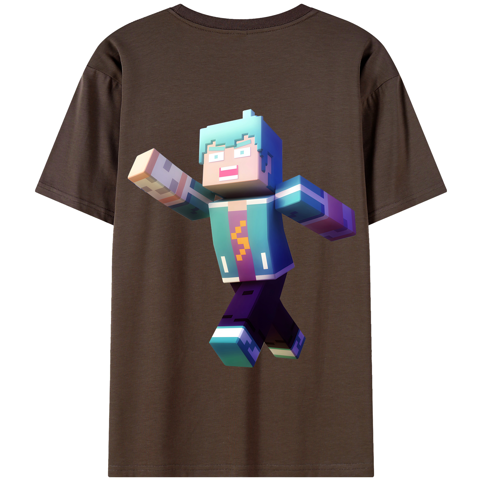 （画像用） マインクラフト ブロックの世界 Minecraft MC Block world 綿100％半袖Tシャツ（背面プリント）