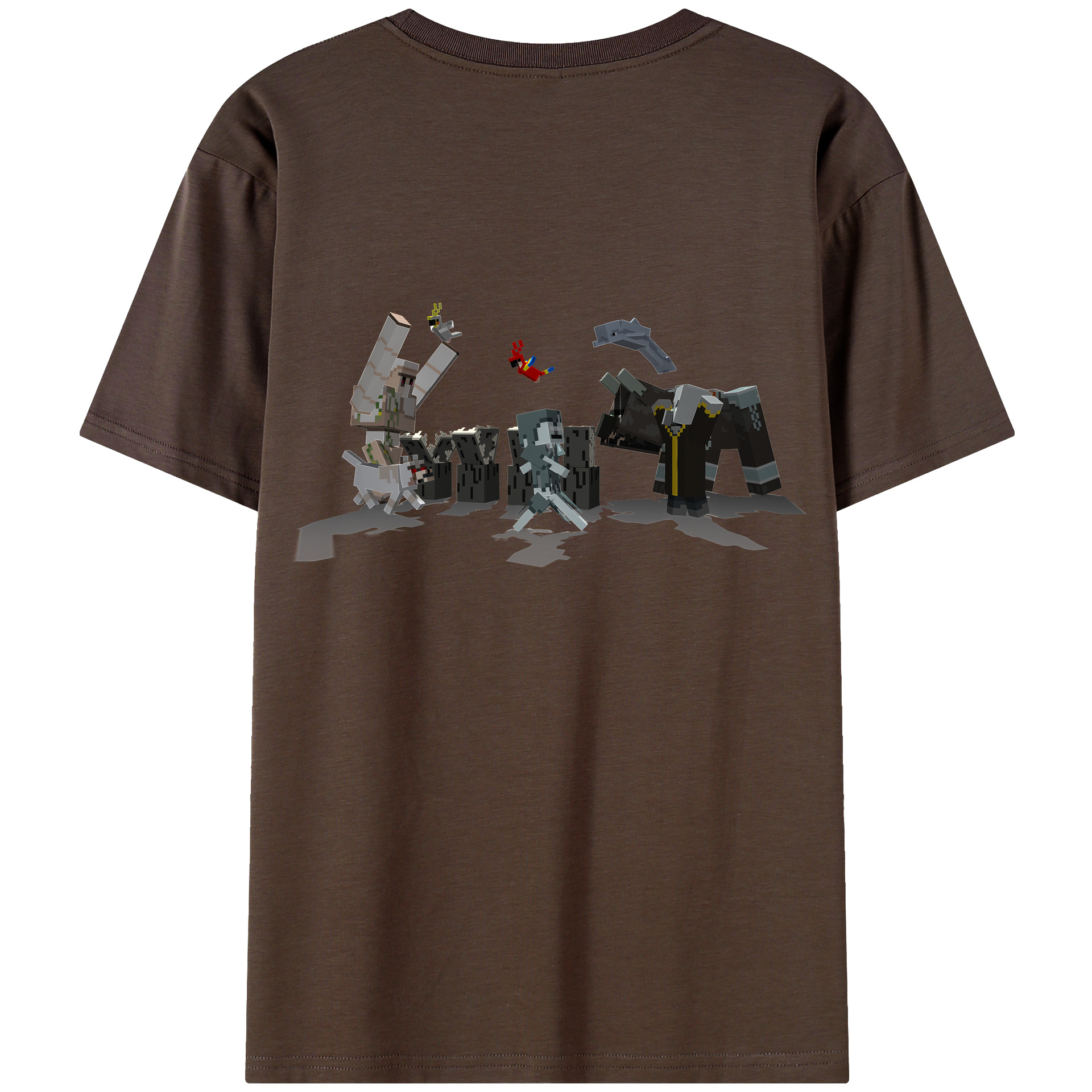（画像用） マインクラフト ブロックの世界 Minecraft MC Block world 綿100％半袖Tシャツ（背面プリント）