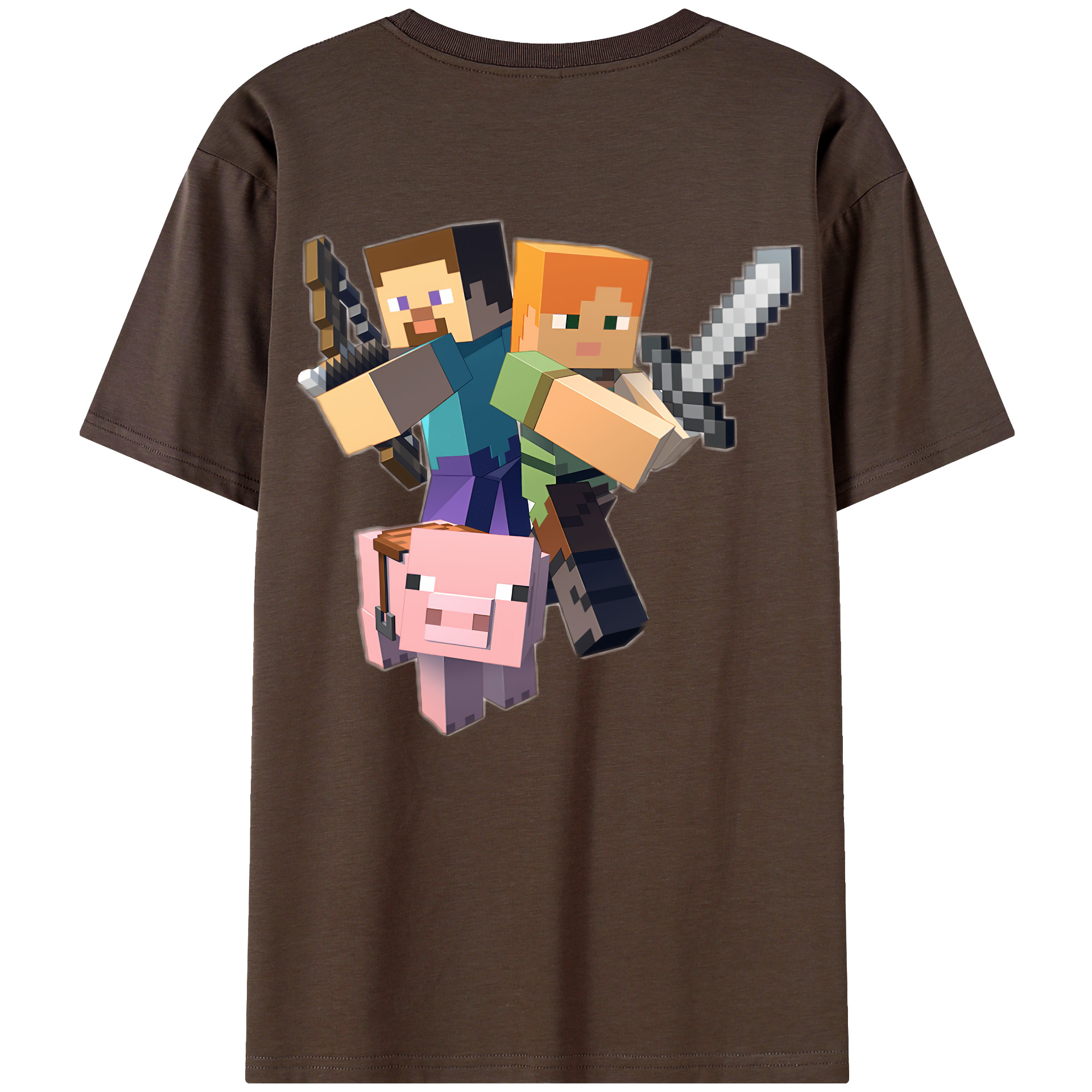 （画像用） マインクラフト ブロックの世界 Minecraft MC Block world 綿100％半袖Tシャツ（背面プリント）