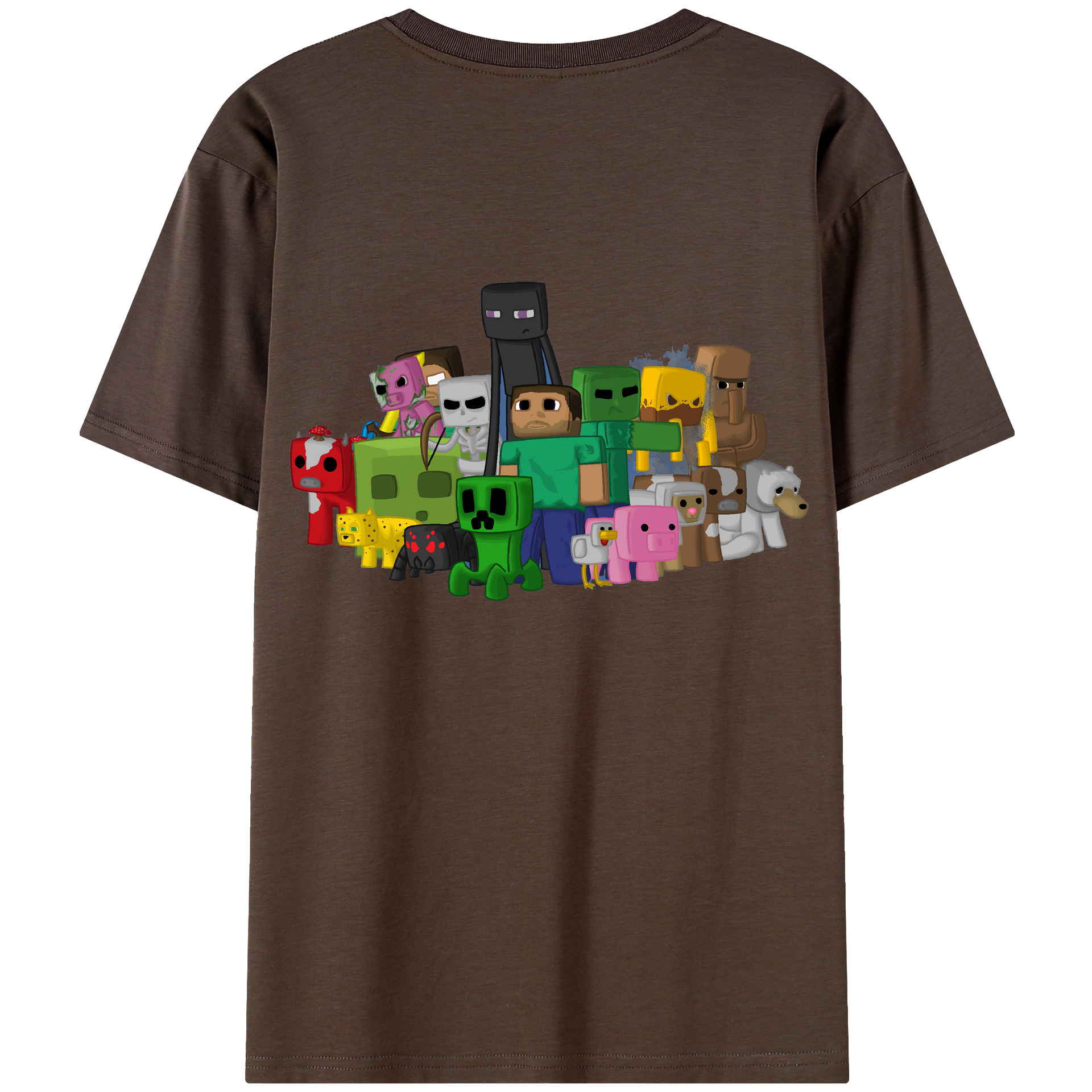（画像用） マインクラフト ブロックの世界 Minecraft MC Block world 綿100％半袖Tシャツ（背面プリント）