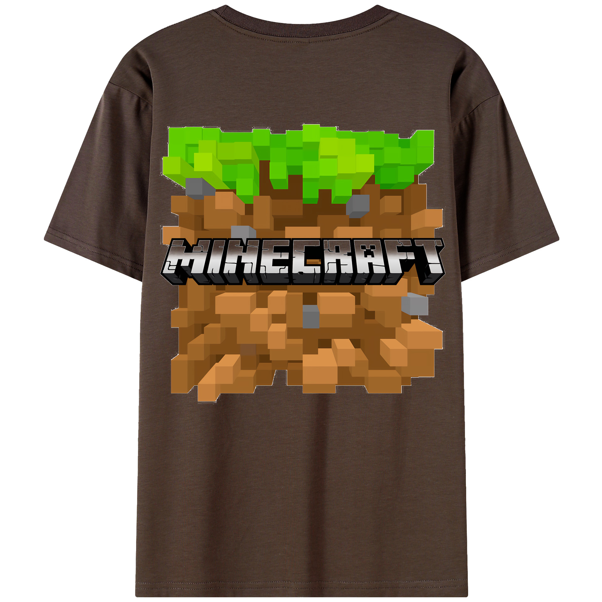 （画像用） マインクラフト ブロックの世界 Minecraft MC Block world 綿100％半袖Tシャツ（背面プリント）