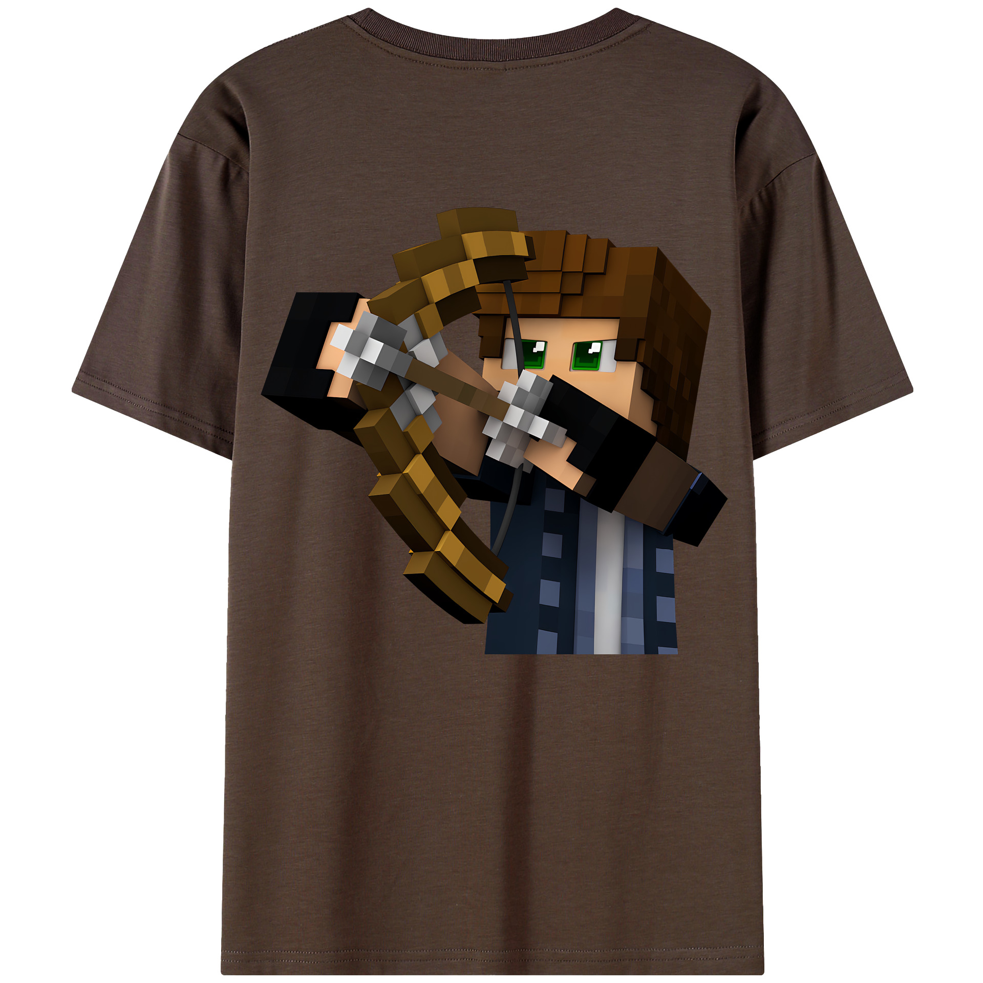 （画像用） マインクラフト ブロックの世界 Minecraft MC Block world 綿100％半袖Tシャツ（背面プリント）