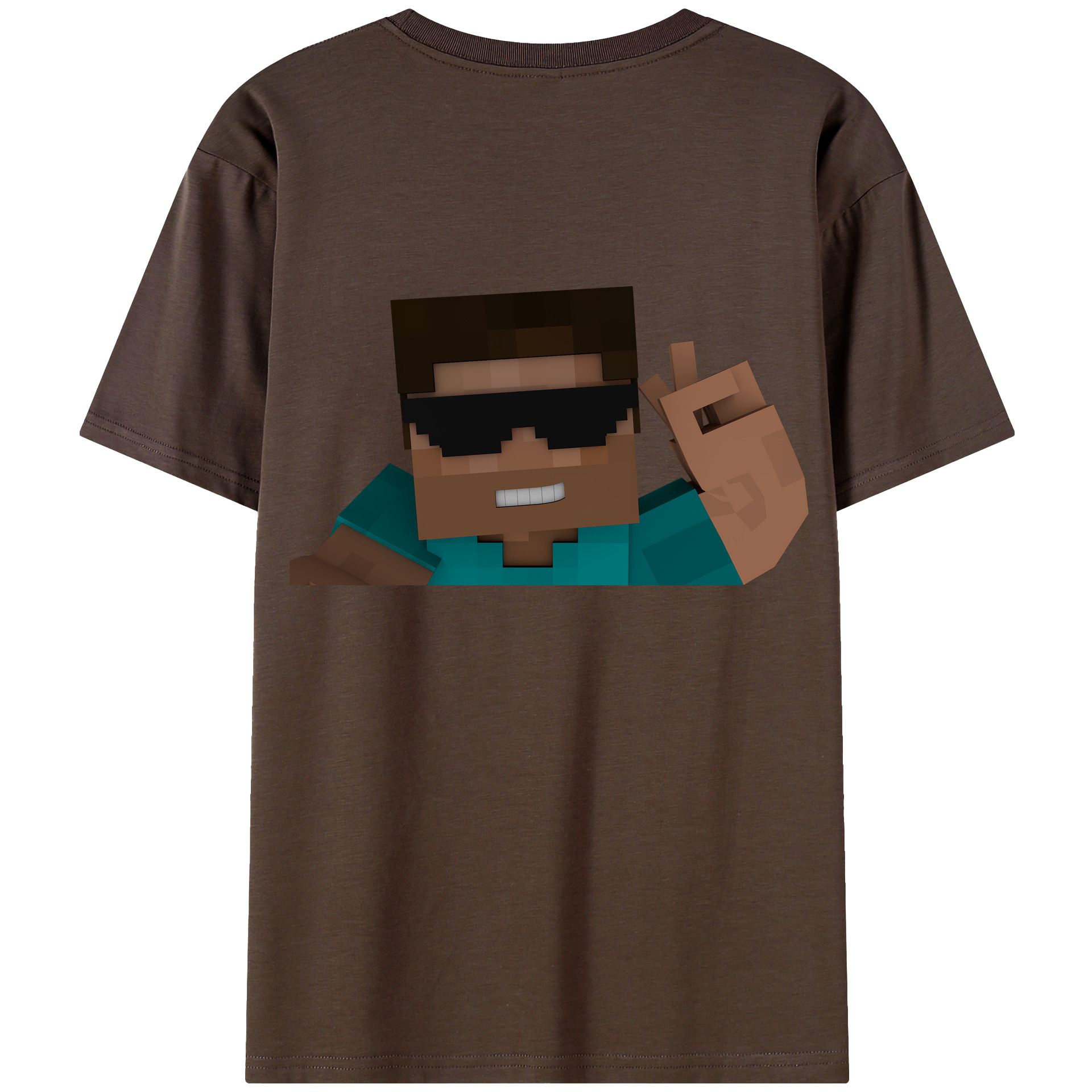 （画像用） マインクラフト ブロックの世界 Minecraft MC Block world 綿100％半袖Tシャツ（背面プリント）
