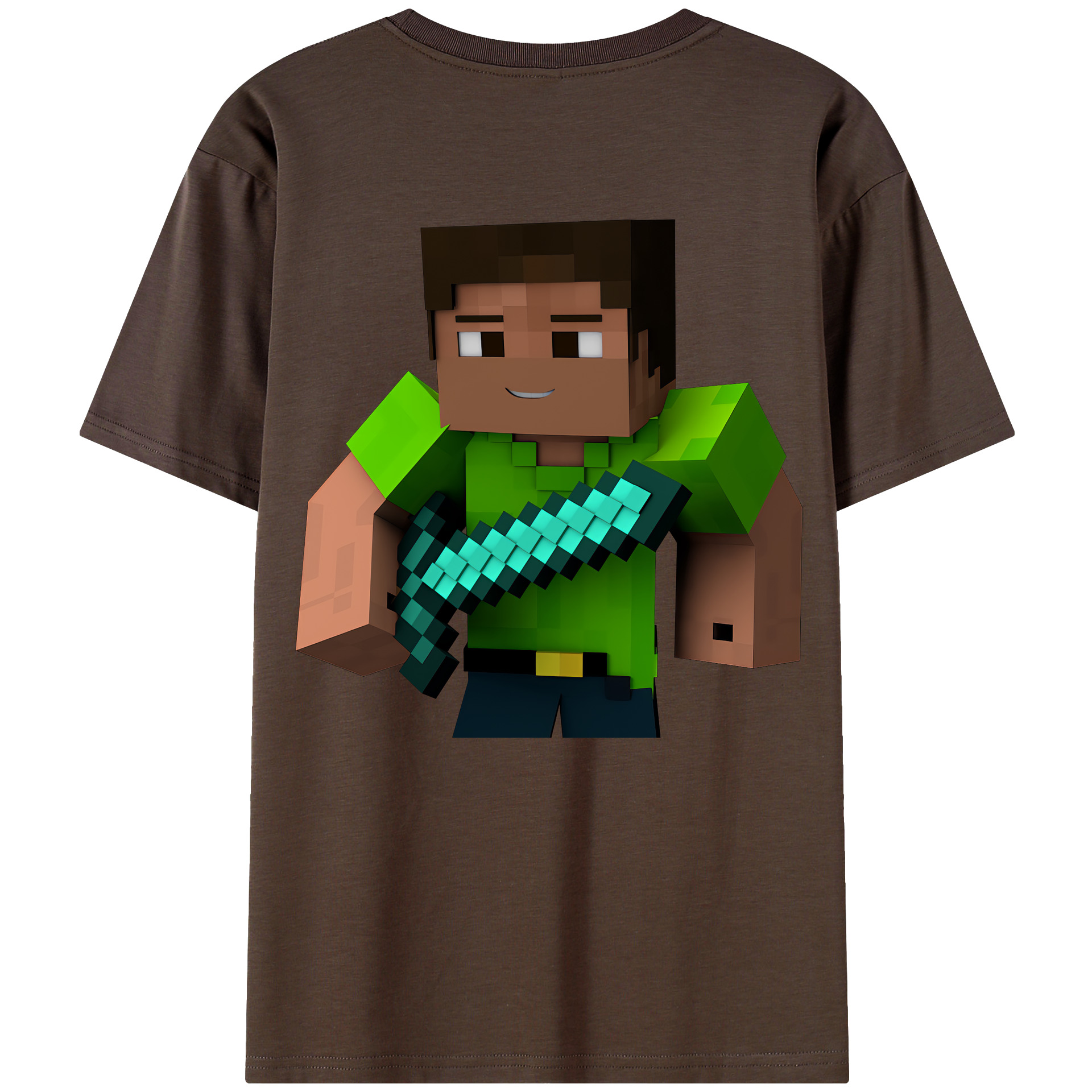 （画像用） マインクラフト ブロックの世界 Minecraft MC Block world 綿100％半袖Tシャツ（背面プリント）