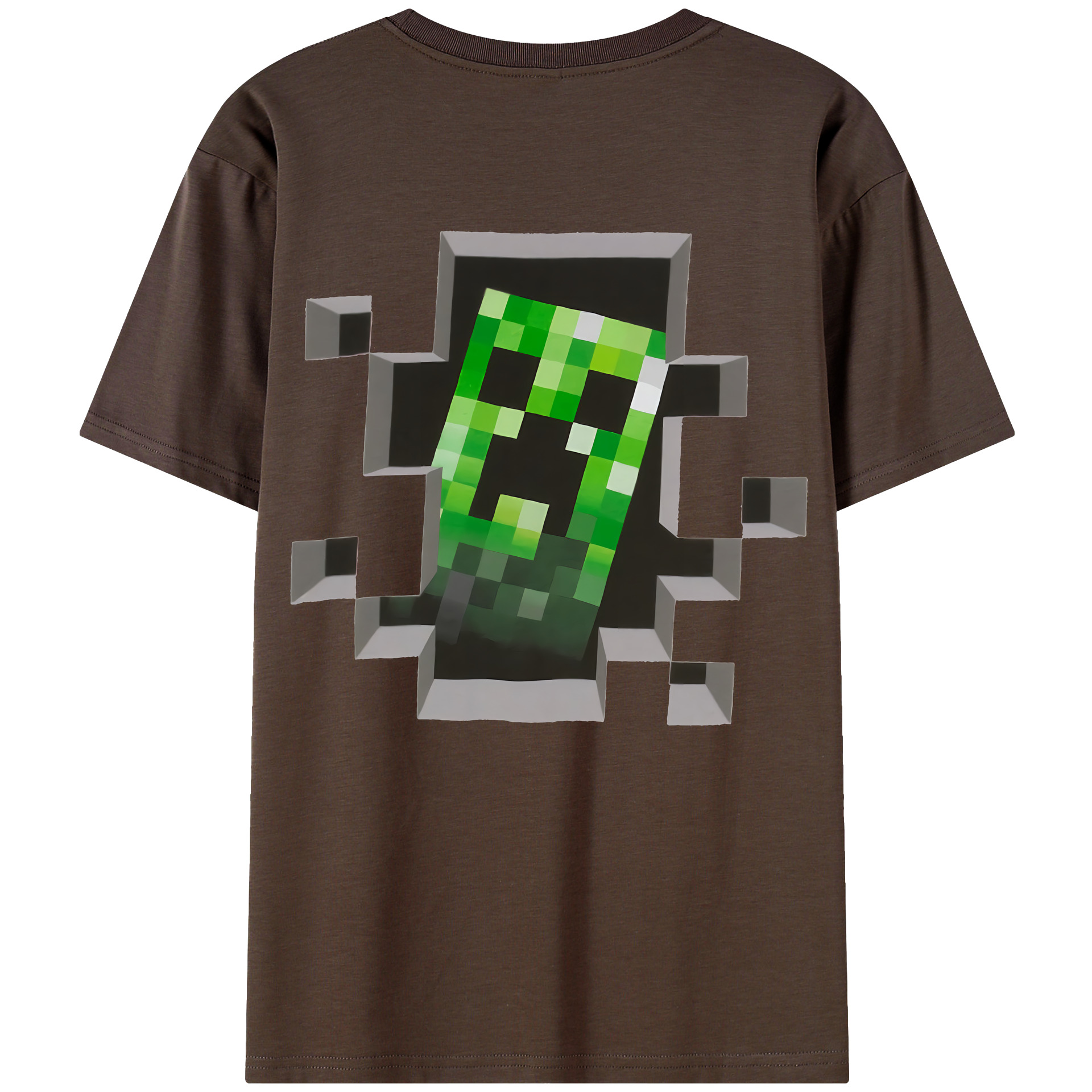 （画像用） マインクラフト ブロックの世界 Minecraft MC Block world 綿100％半袖Tシャツ（背面プリント）