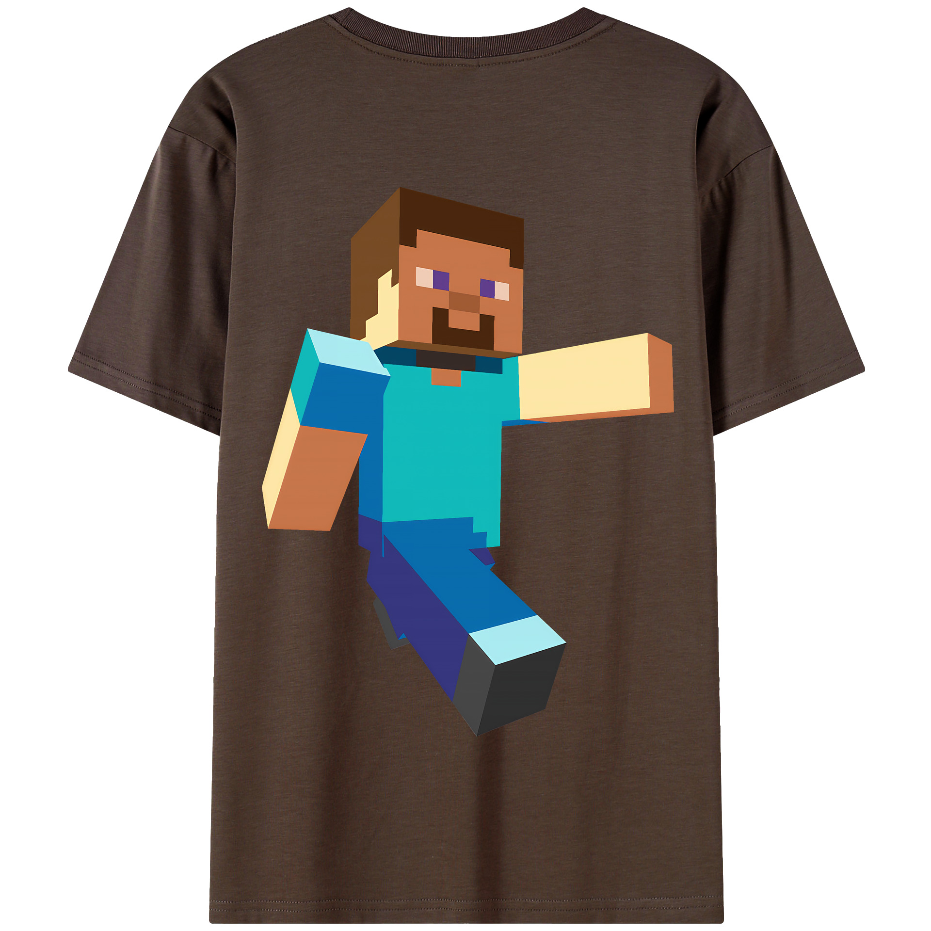 （画像用） マインクラフト ブロックの世界 Minecraft MC Block world 綿100％半袖Tシャツ（背面プリント）