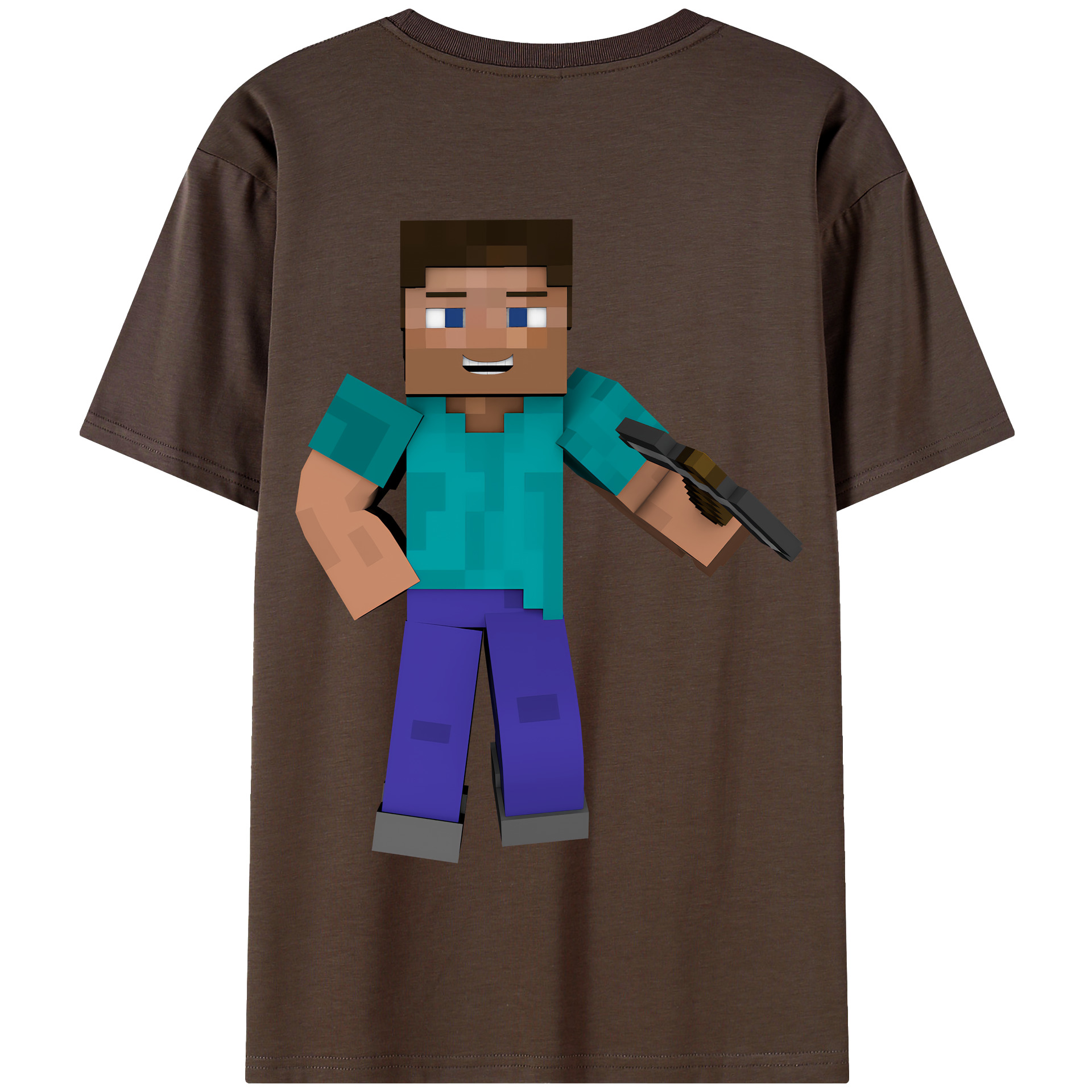 （画像用） マインクラフト ブロックの世界 Minecraft MC Block world 綿100％半袖Tシャツ（背面プリント）