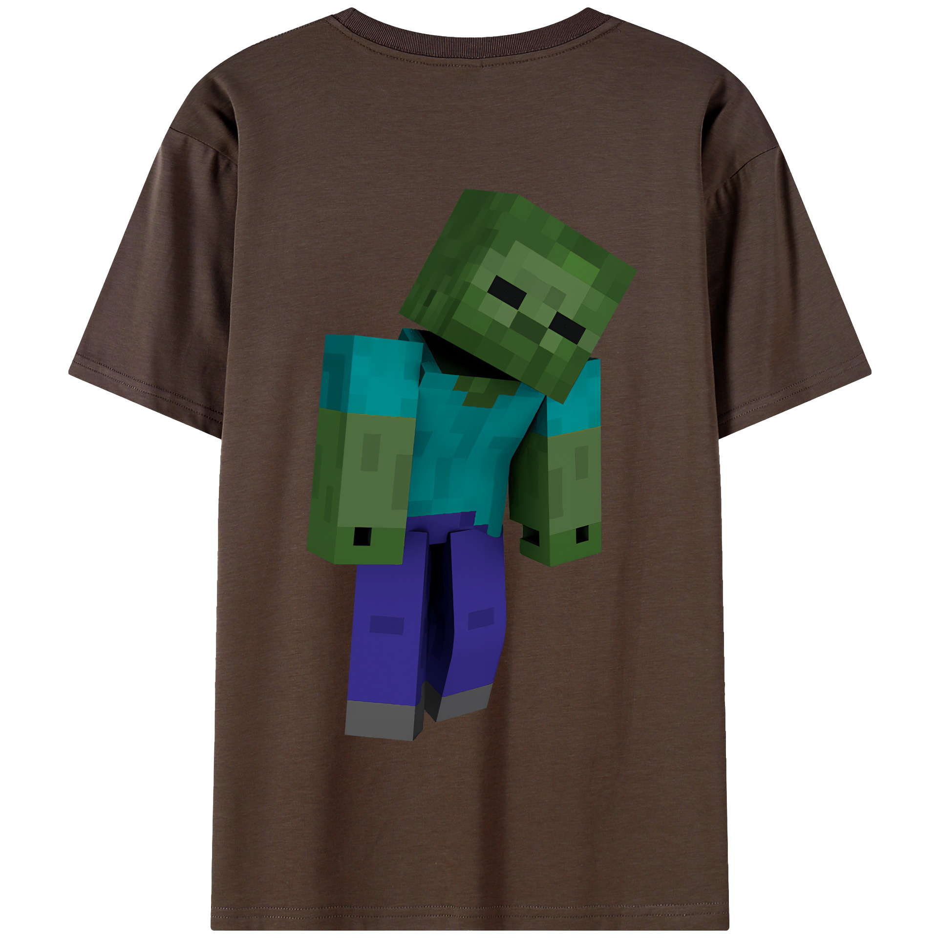 （画像用） マインクラフト ブロックの世界 Minecraft MC Block world 綿100％半袖Tシャツ（背面プリント）
