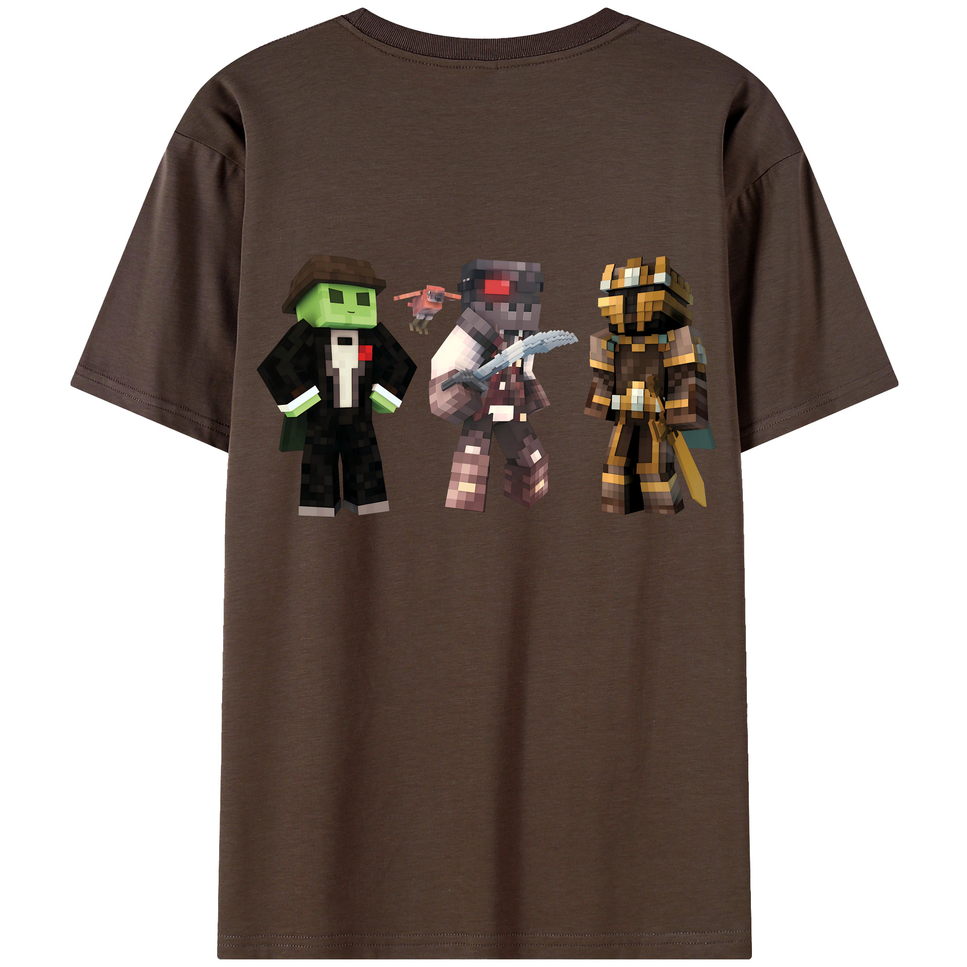 （画像用） マインクラフト ブロックの世界 Minecraft MC Block world 綿100％半袖Tシャツ（背面プリント）