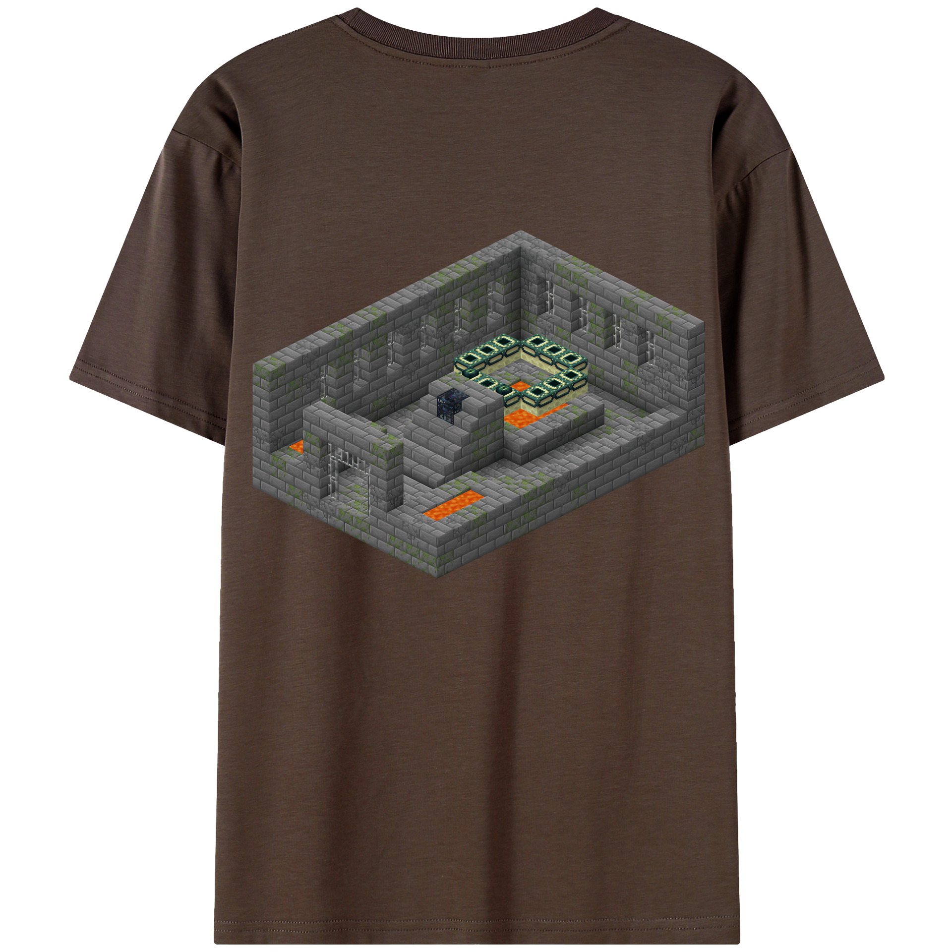 （画像用） マインクラフト ブロックの世界 Minecraft MC Block world 綿100％半袖Tシャツ（背面プリント）