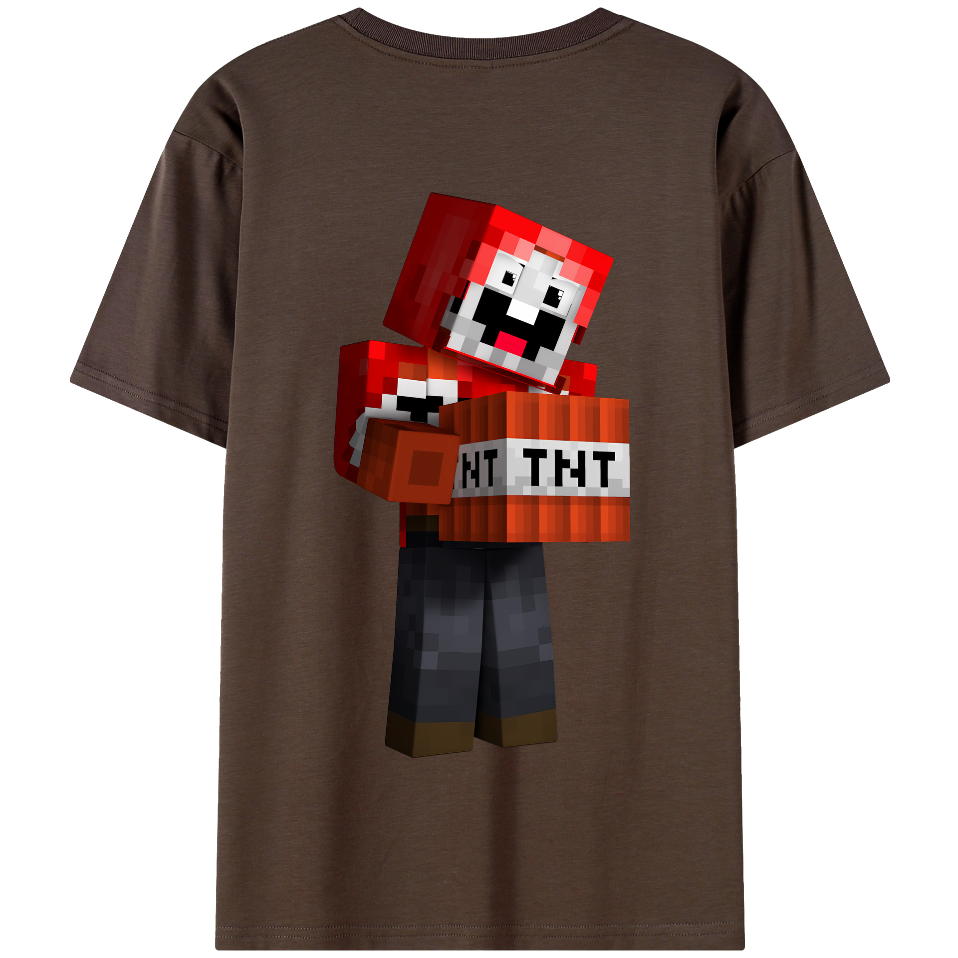 （画像用） マインクラフト ブロックの世界 Minecraft MC Block world 綿100％半袖Tシャツ（背面プリント）