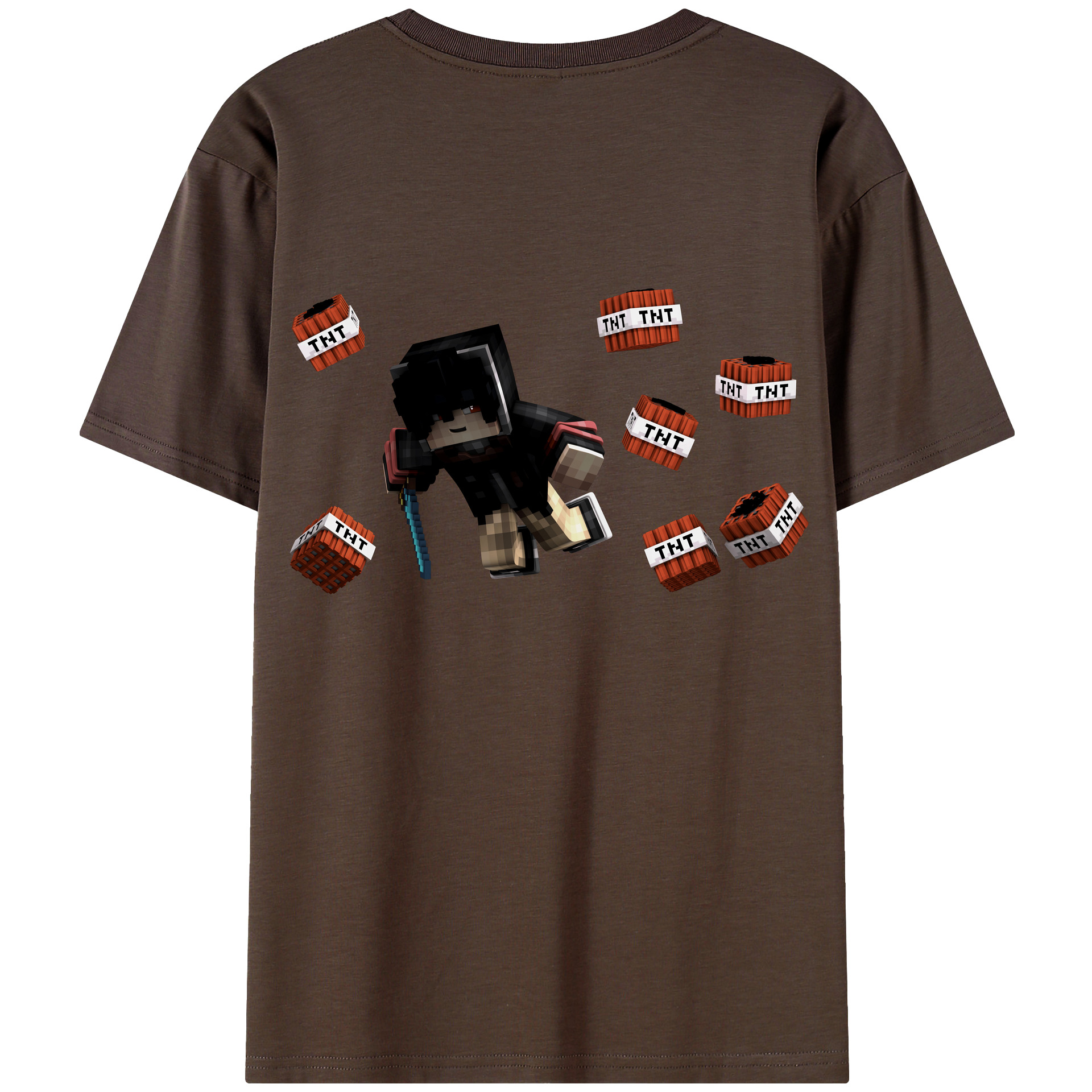 （画像用） マインクラフト ブロックの世界 Minecraft MC Block world 綿100％半袖Tシャツ（背面プリント）