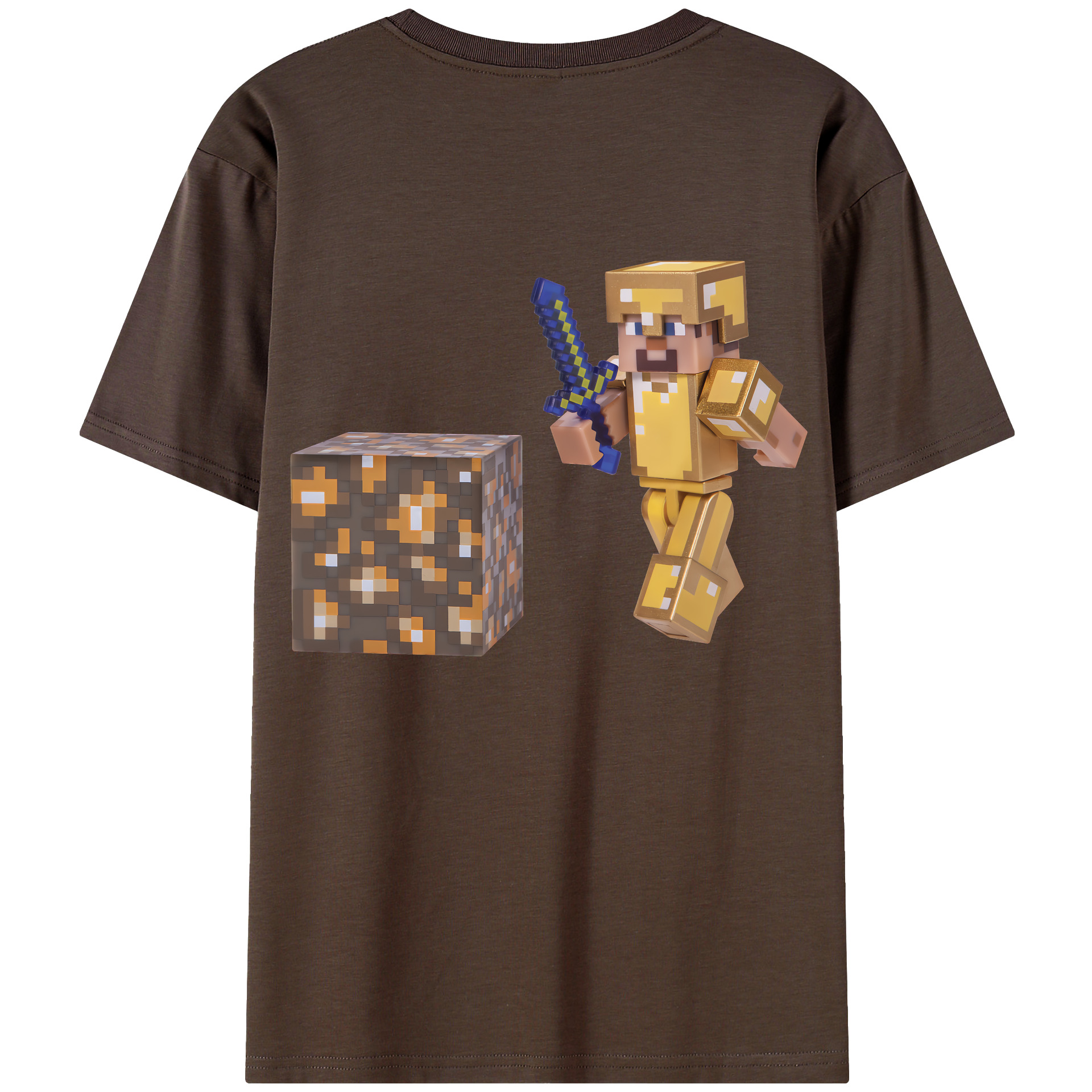 （画像用） マインクラフト ブロックの世界 Minecraft MC Block world 綿100％半袖Tシャツ（背面プリント）