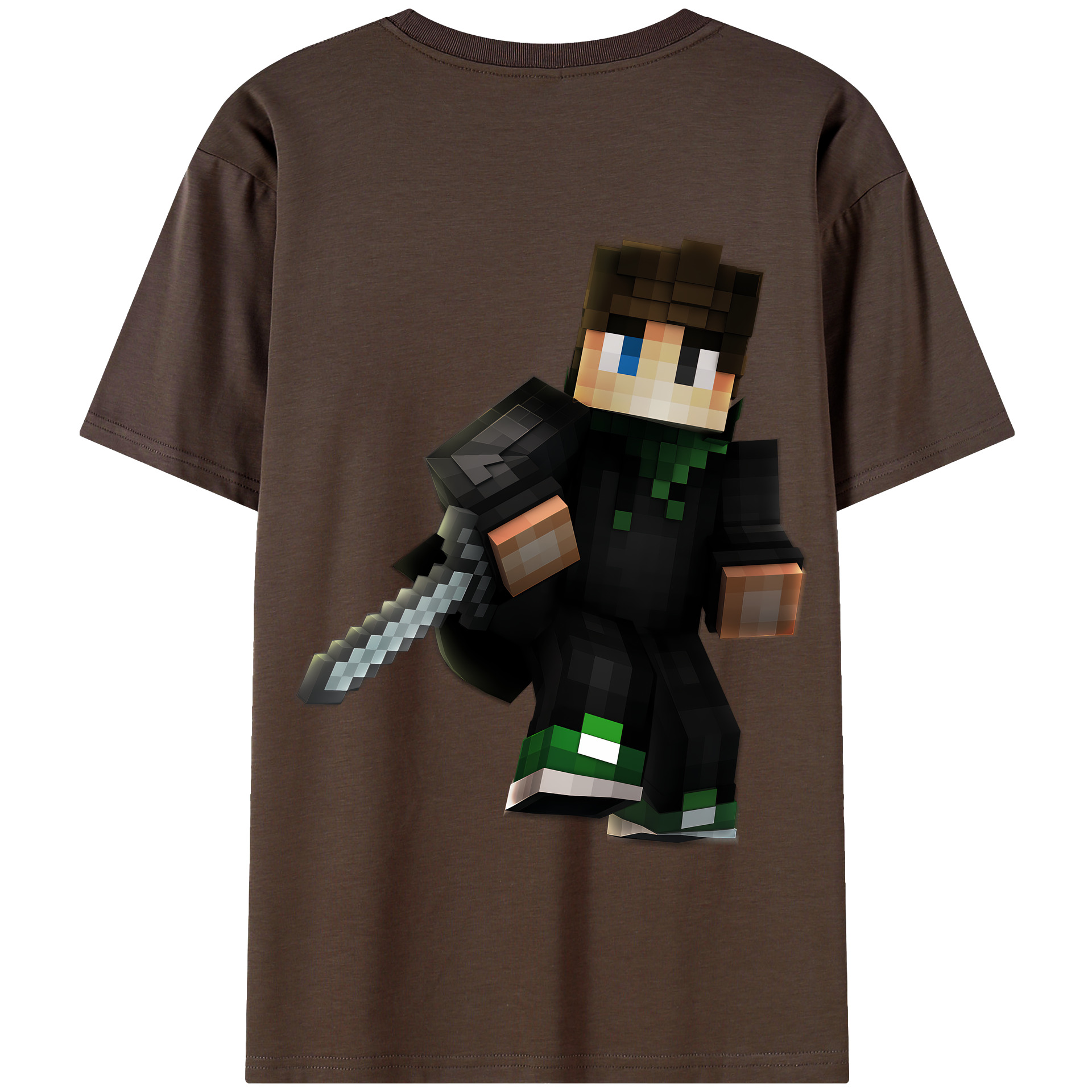 （画像用） マインクラフト ブロックの世界 Minecraft MC Block world 綿100％半袖Tシャツ（背面プリント）