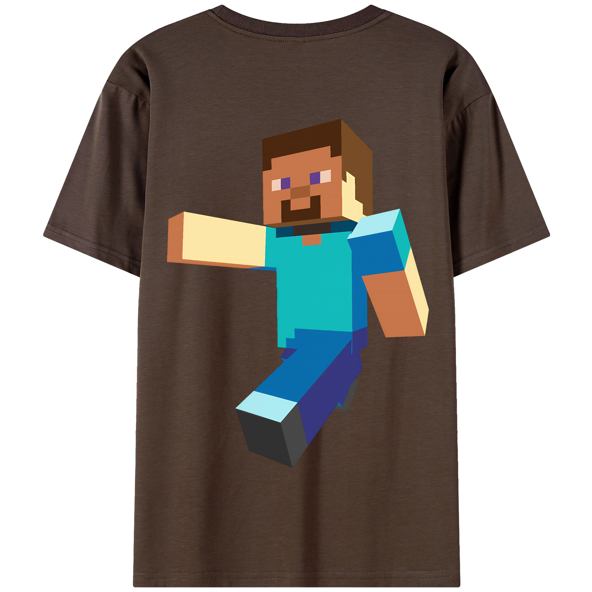 （画像用） マインクラフト ブロックの世界 Minecraft MC Block world 綿100％半袖Tシャツ（背面プリント）