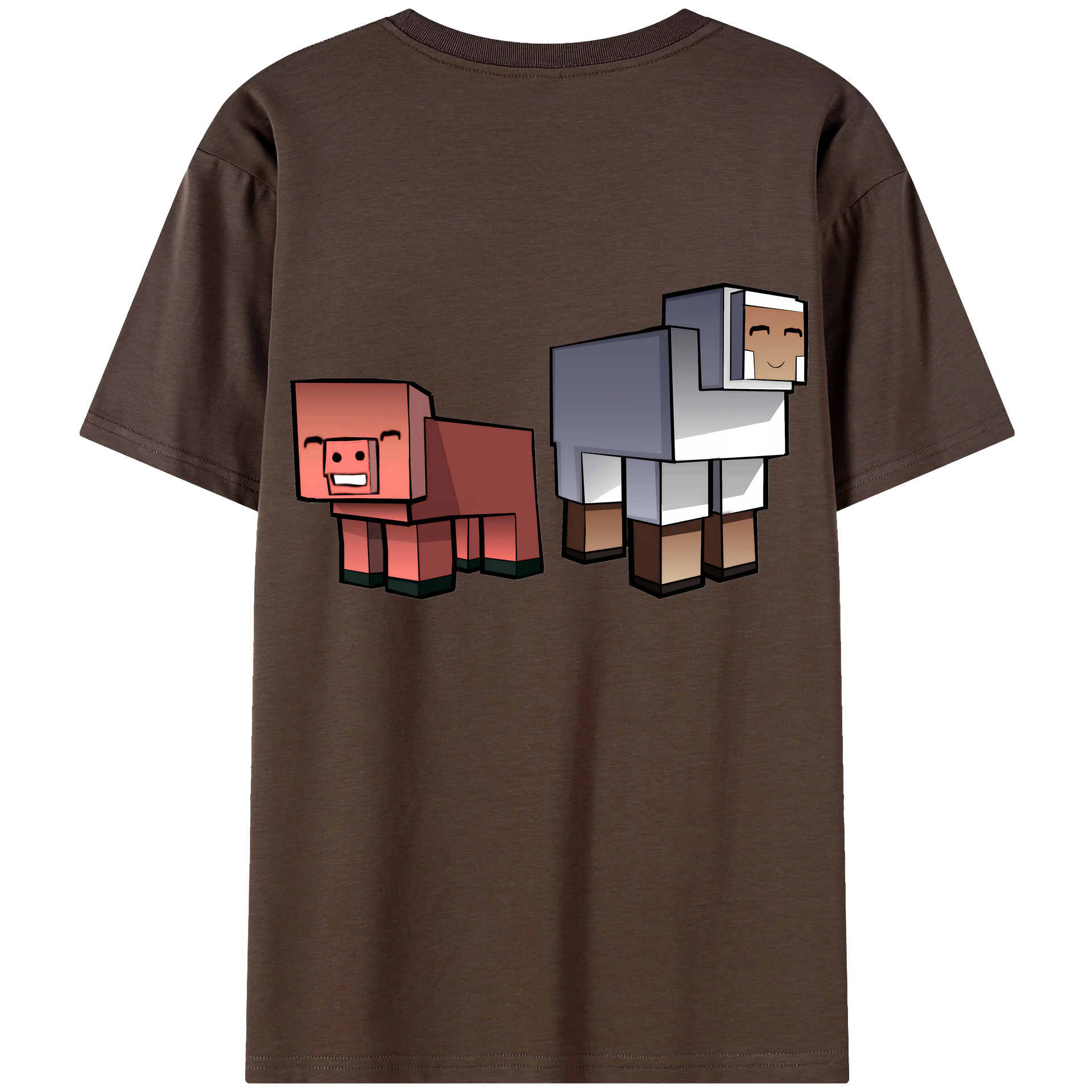 （画像用） マインクラフト ブロックの世界 Minecraft MC Block world 綿100％半袖Tシャツ（背面プリント）