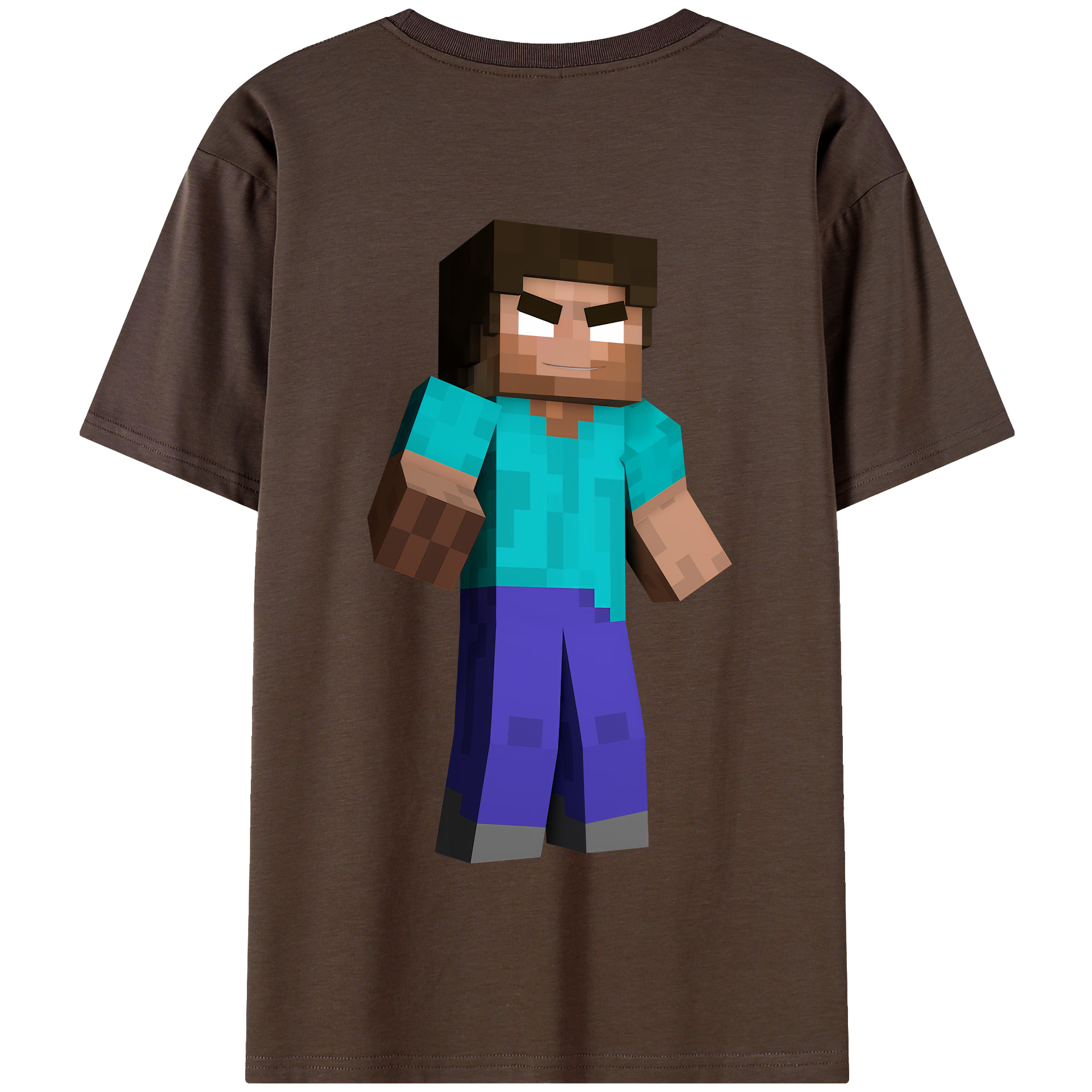 （画像用） マインクラフト ブロックの世界 Minecraft MC Block world 綿100％半袖Tシャツ（背面プリント）