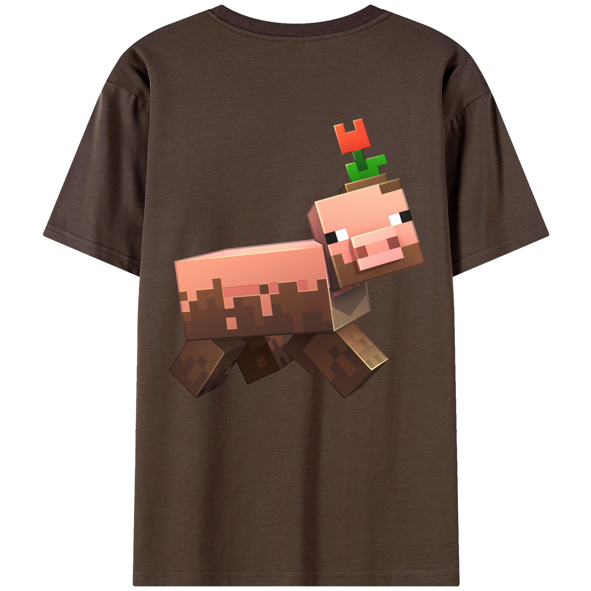 （画像用） マインクラフト ブロックの世界 Minecraft MC Block world 綿100％半袖Tシャツ（背面プリント）
