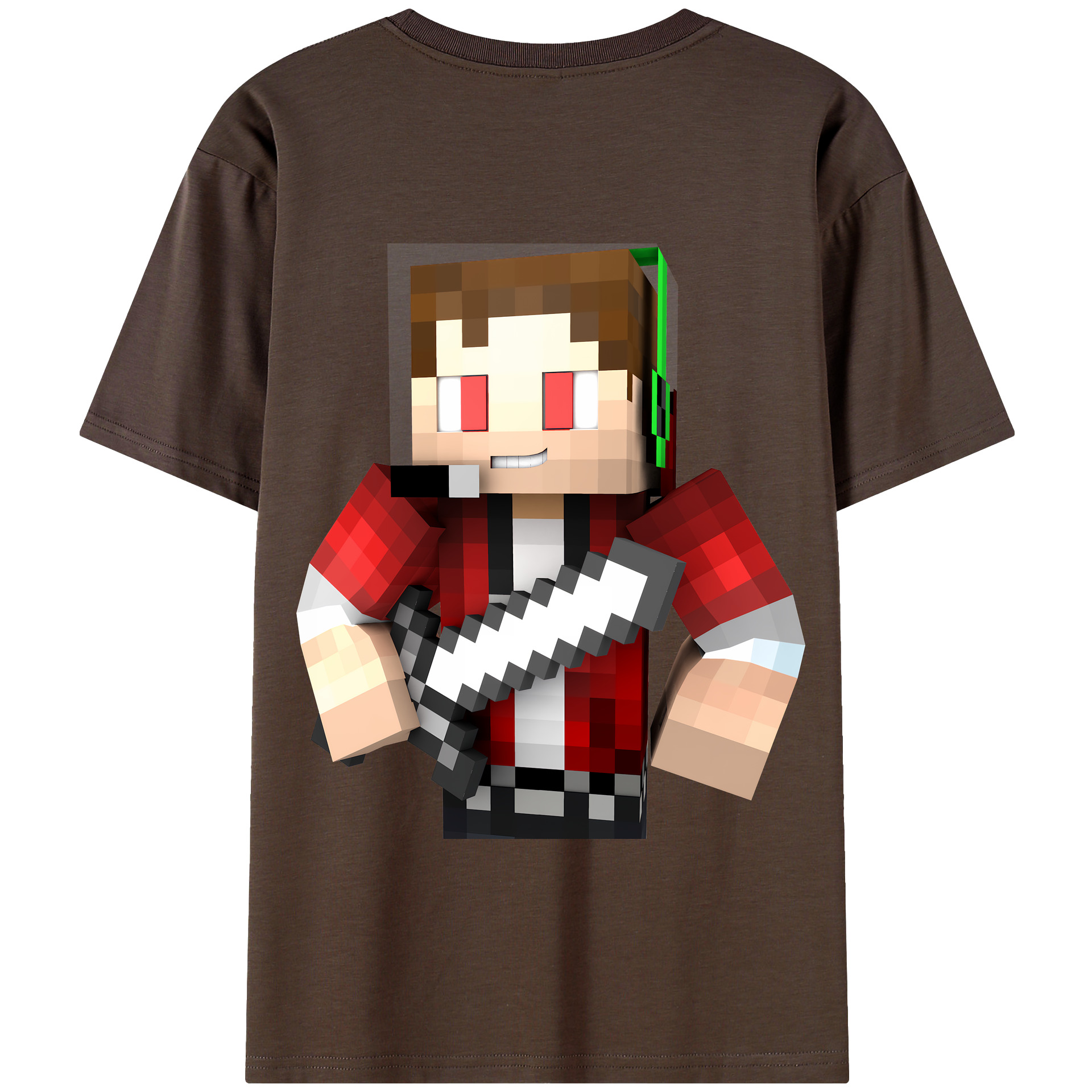 （画像用） マインクラフト ブロックの世界 Minecraft MC Block world 綿100％半袖Tシャツ（背面プリント）