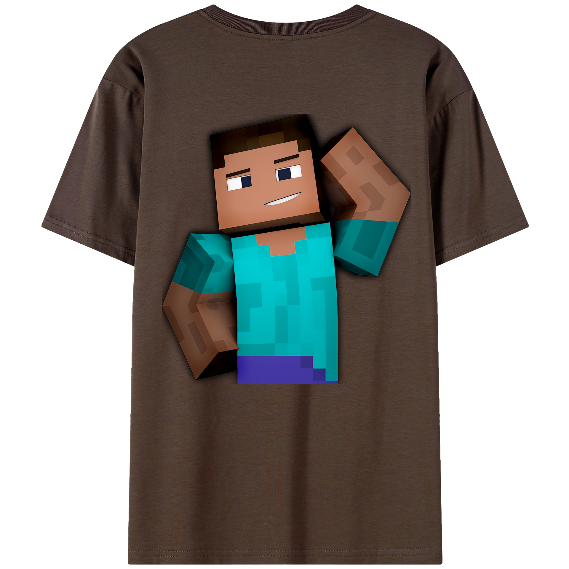 （画像用） マインクラフト ブロックの世界 Minecraft MC Block world 綿100％半袖Tシャツ（背面プリント）