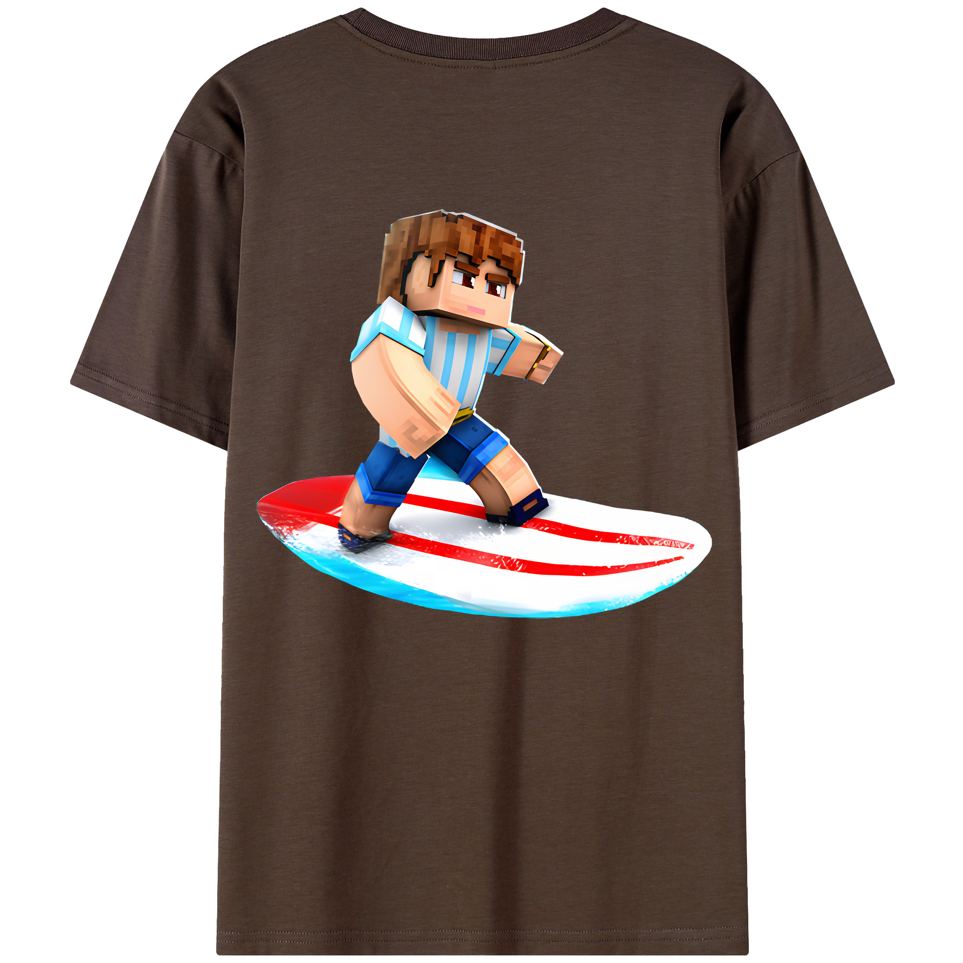 （画像用） マインクラフト ブロックの世界 Minecraft MC Block world 綿100％半袖Tシャツ（背面プリント）