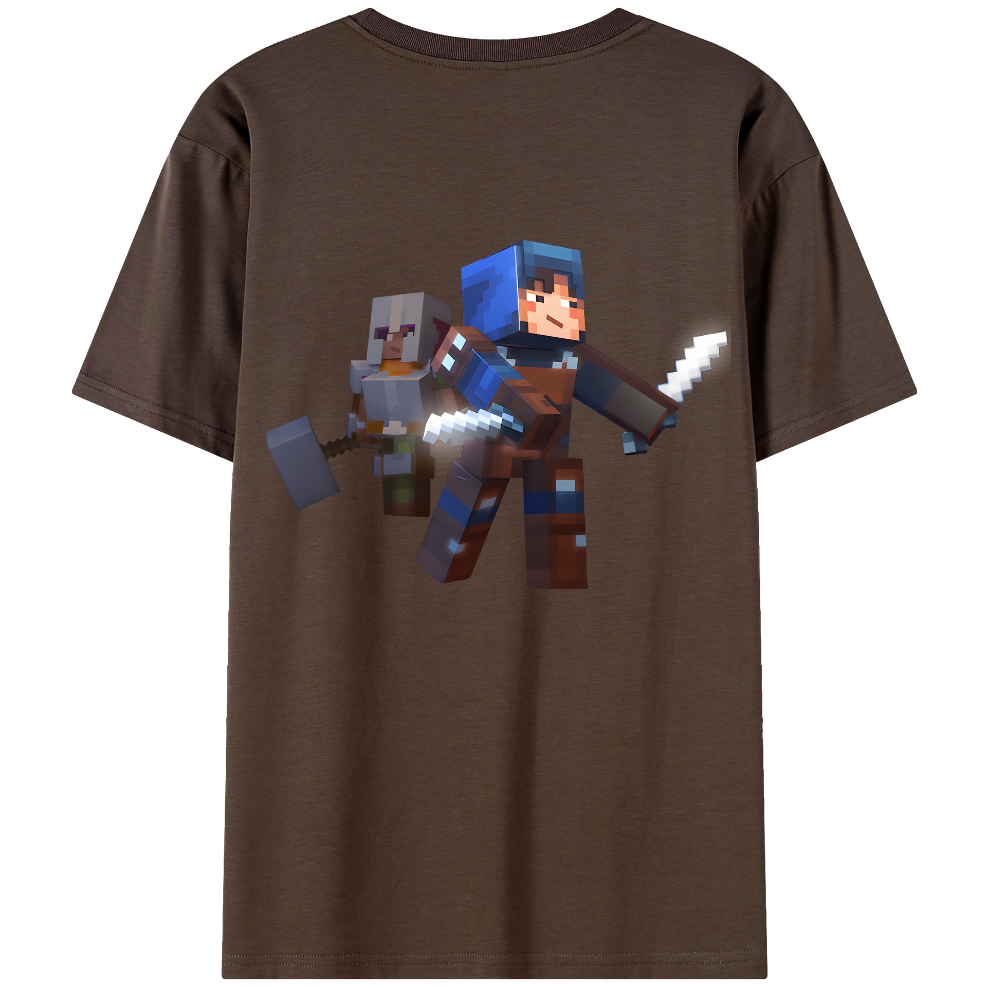 （画像用） マインクラフト ブロックの世界 Minecraft MC Block world 綿100％半袖Tシャツ（背面プリント）