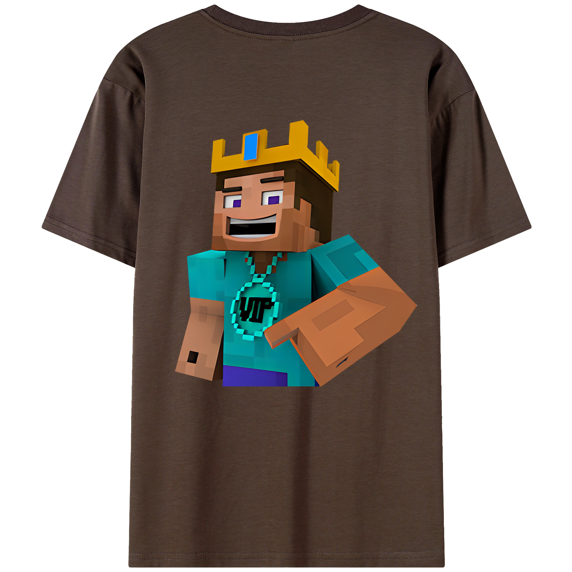 （画像用） マインクラフト ブロックの世界 Minecraft MC Block world 綿100％半袖Tシャツ（背面プリント）