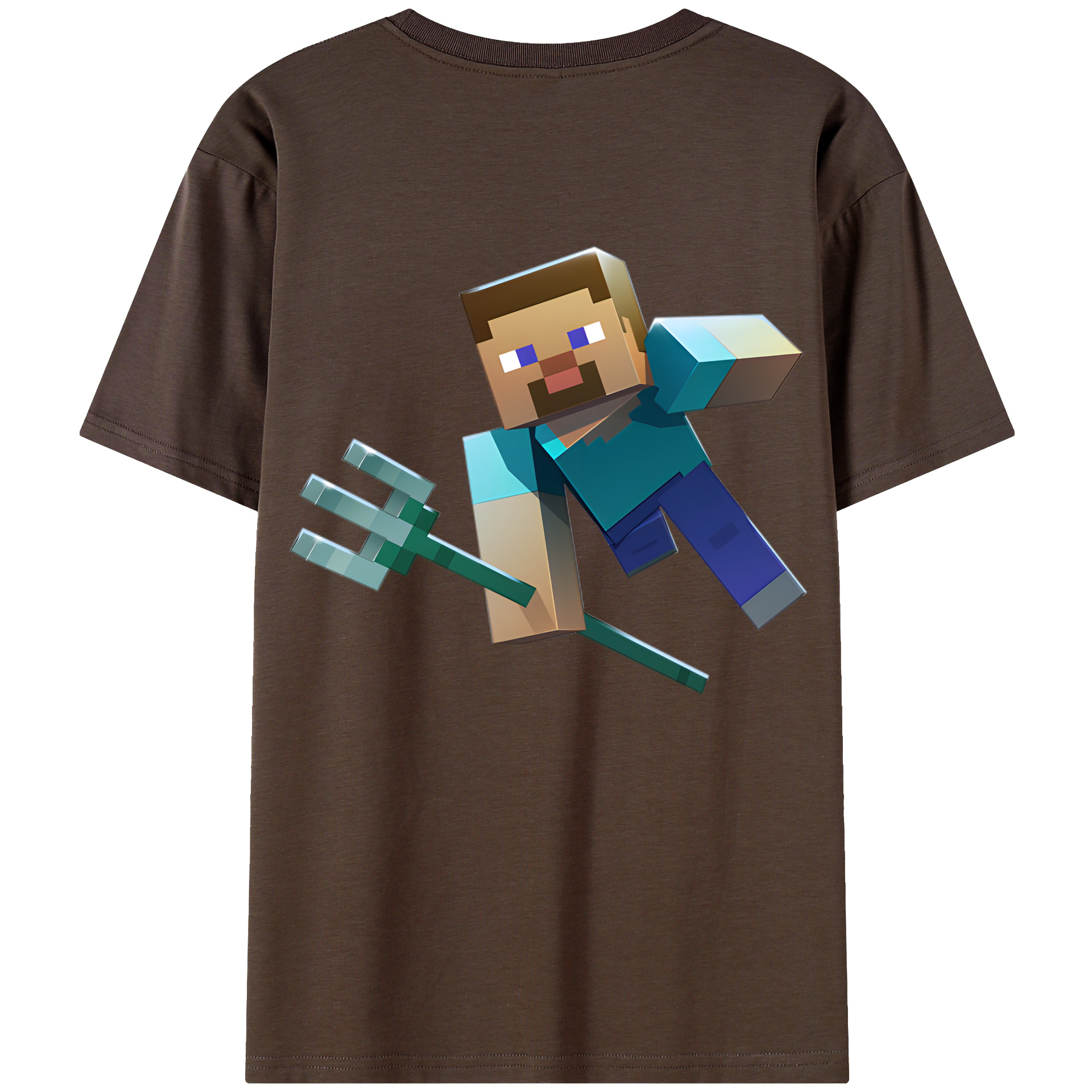 （画像用） マインクラフト ブロックの世界 Minecraft MC Block world 綿100％半袖Tシャツ（背面プリント）