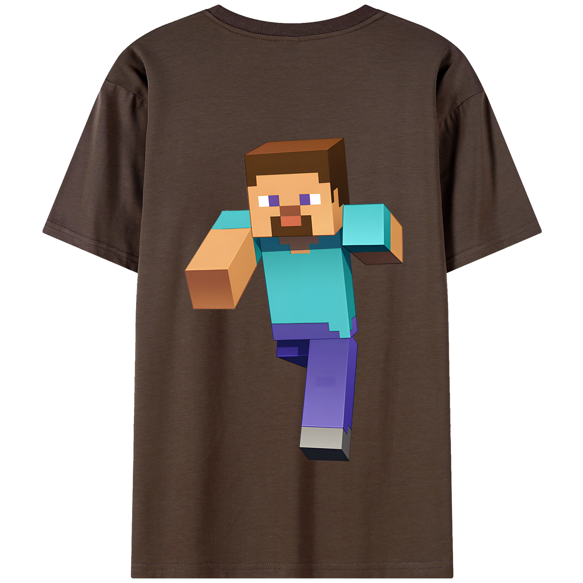 （画像用） マインクラフト ブロックの世界 Minecraft MC Block world 綿100％半袖Tシャツ（背面プリント）