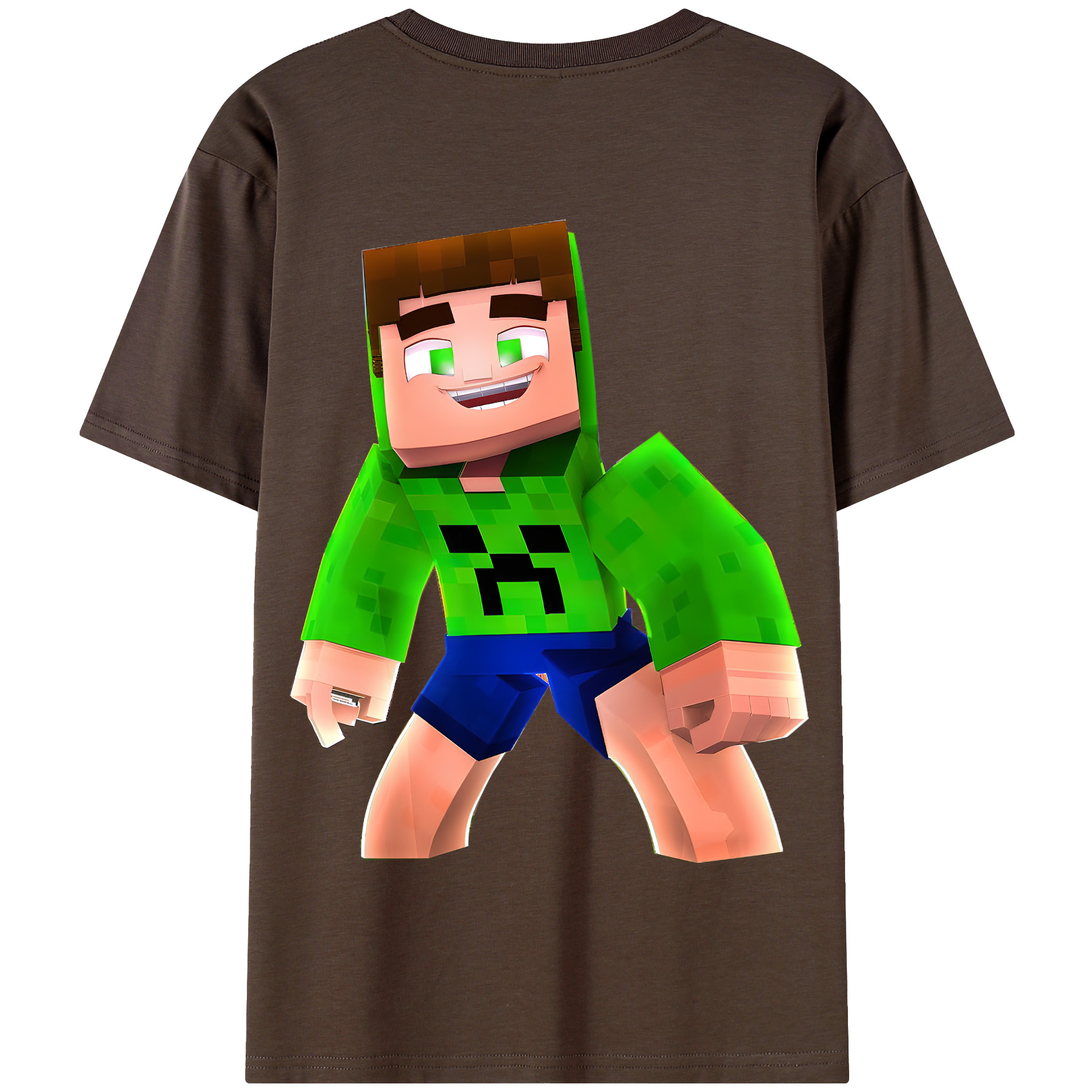 （画像用） マインクラフト ブロックの世界 Minecraft MC Block world 綿100％半袖Tシャツ（背面プリント）