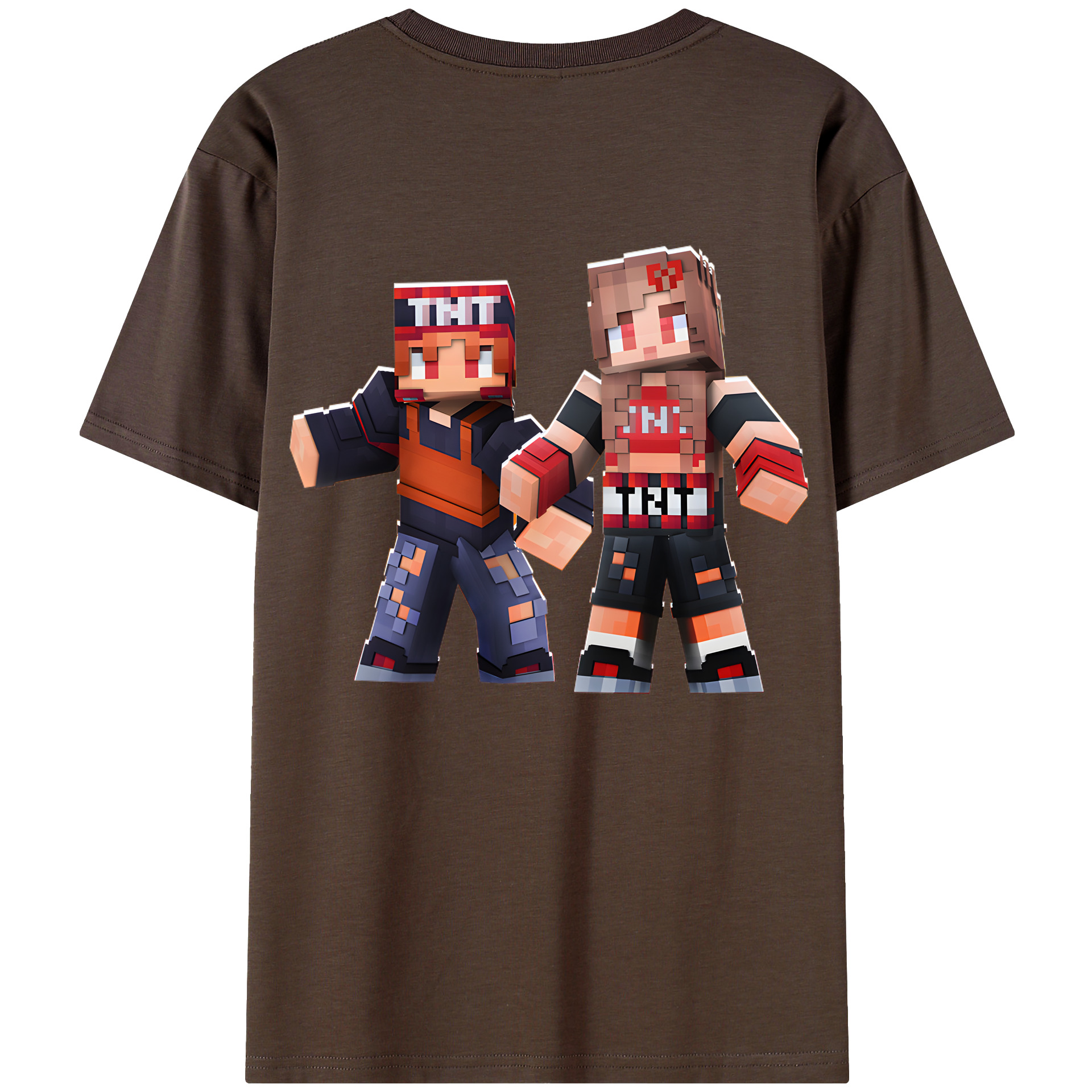 （画像用） マインクラフト ブロックの世界 Minecraft MC Block world 綿100％半袖Tシャツ（背面プリント）