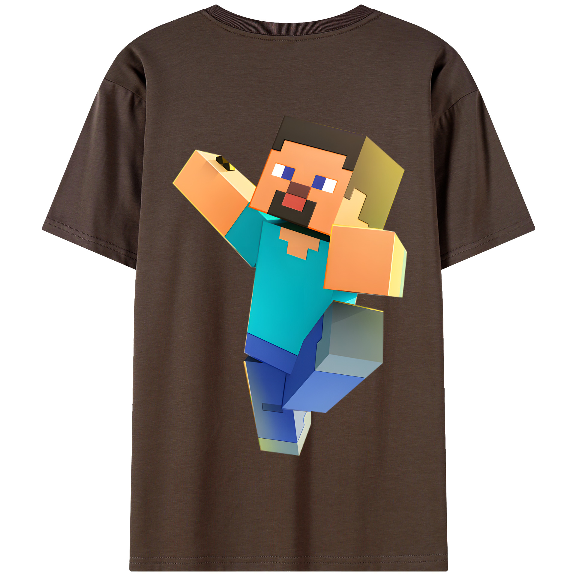 （画像用） マインクラフト ブロックの世界 Minecraft MC Block world 綿100％半袖Tシャツ（背面プリント）