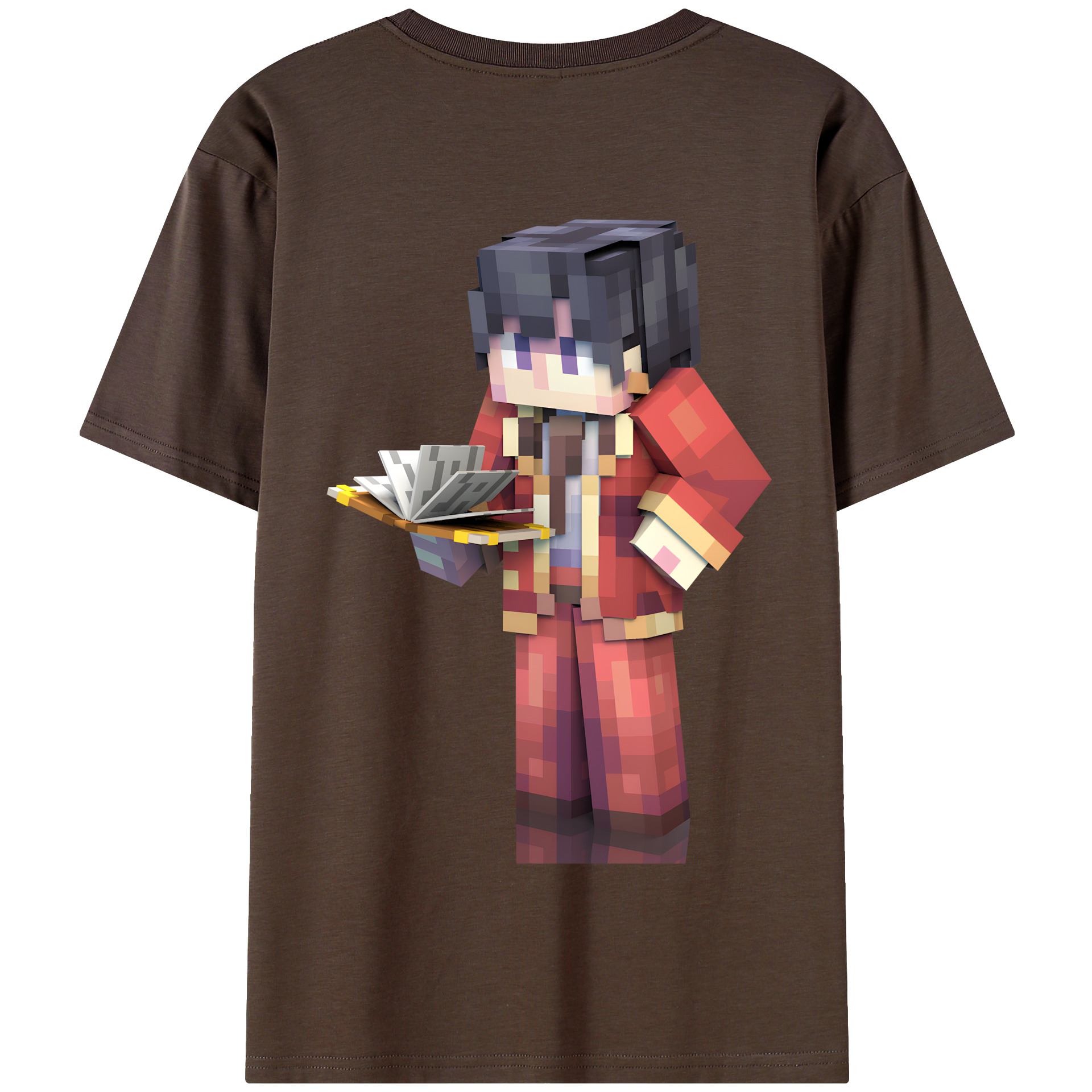 （画像用） マインクラフト ブロックの世界 Minecraft MC Block world 綿100％半袖Tシャツ（背面プリント）