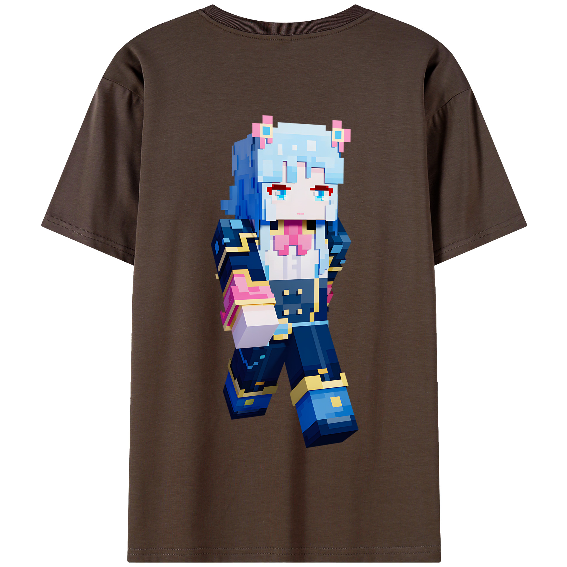 （画像用） マインクラフト ブロックの世界 Minecraft MC Block world 綿100％半袖Tシャツ（背面プリント）