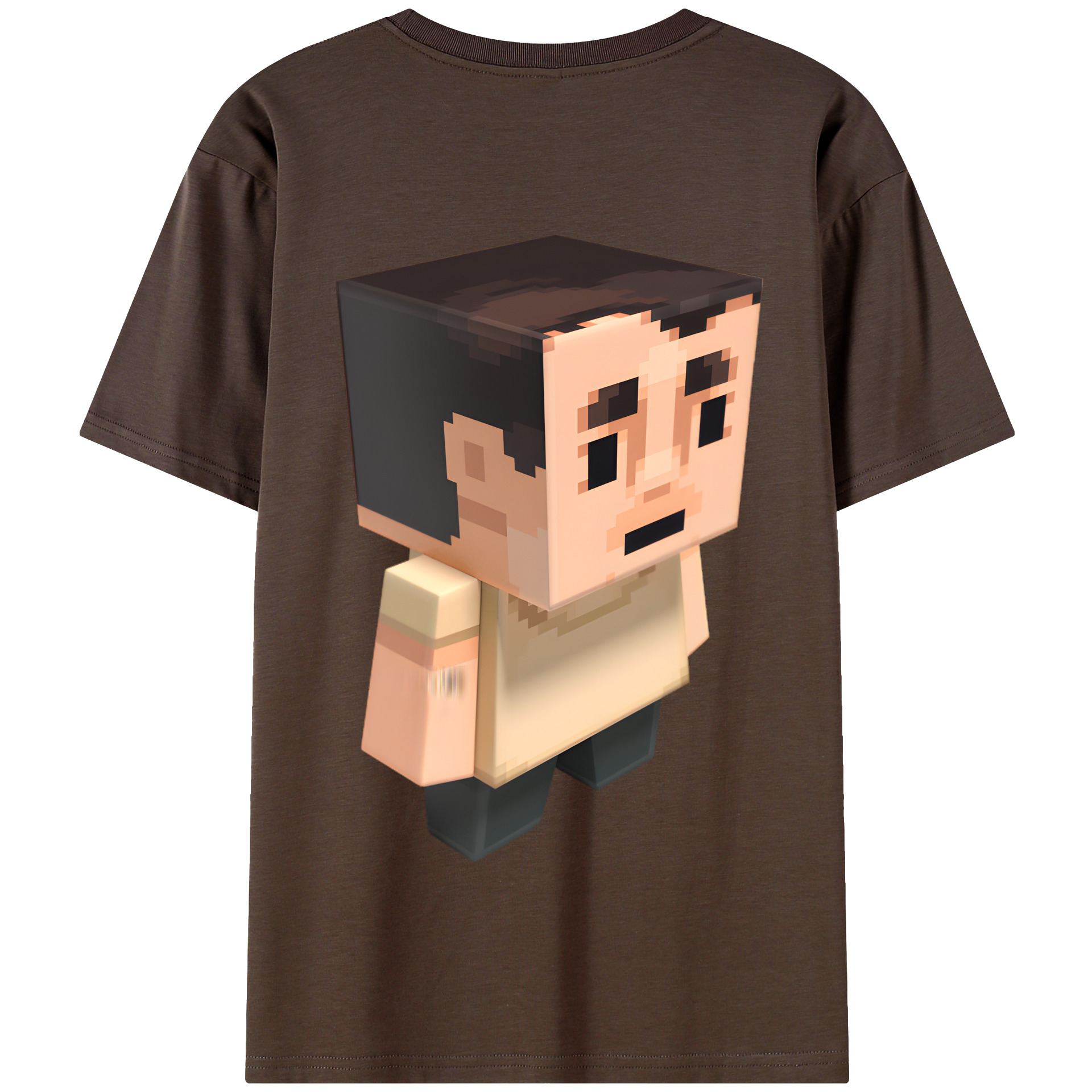 （画像用） マインクラフト ブロックの世界 Minecraft MC Block world 綿100％半袖Tシャツ（背面プリント）